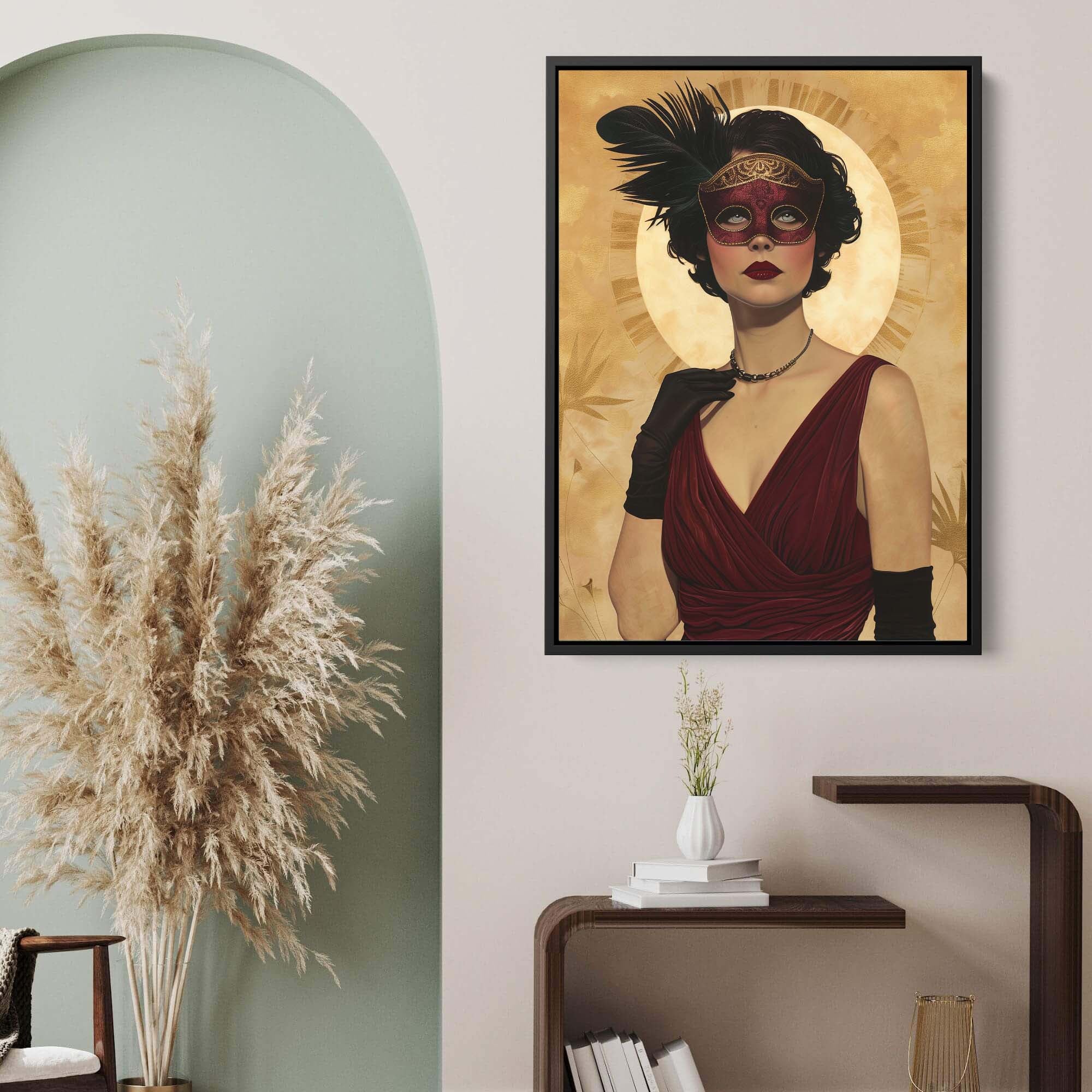 Gold Mask and Chain Necklace Canvas Print Canvas Art Wildfrog Art