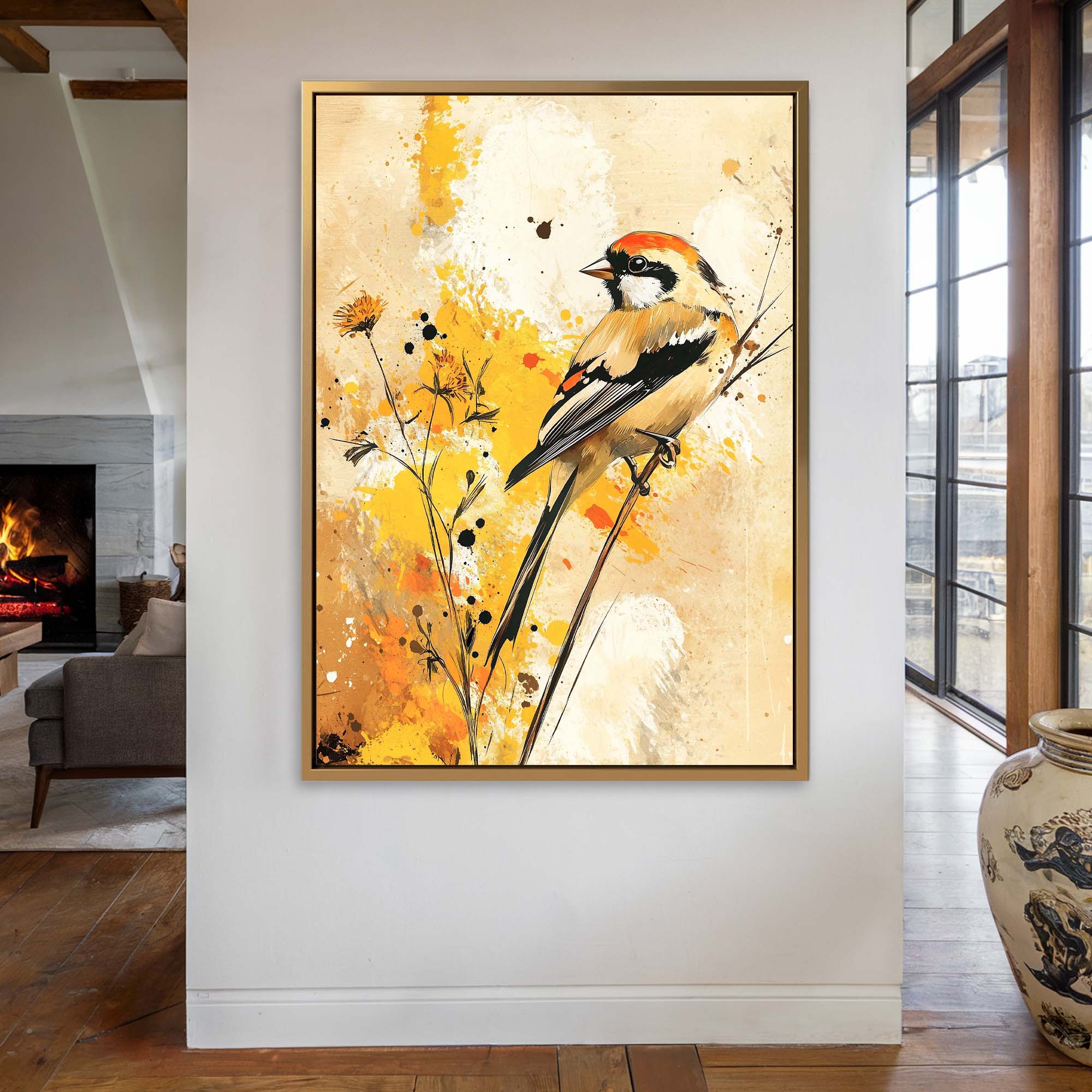 Golden Finch Splash Canvas Print Canvas Art Wildfrog Art
