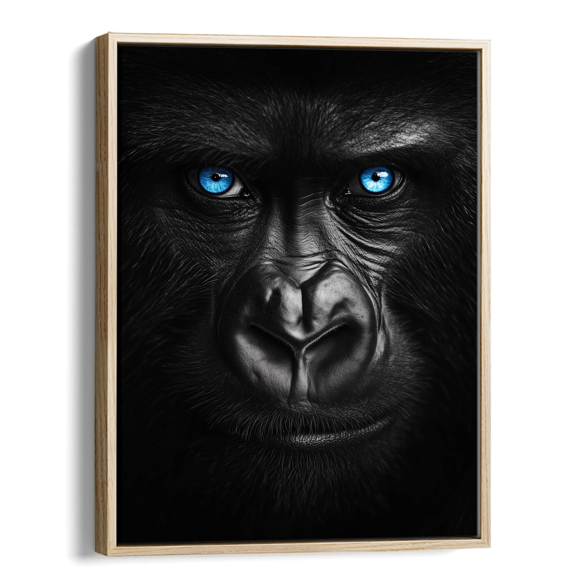 Gorilla Face with Blue Eyes Canvas Art Wildfrog Art
