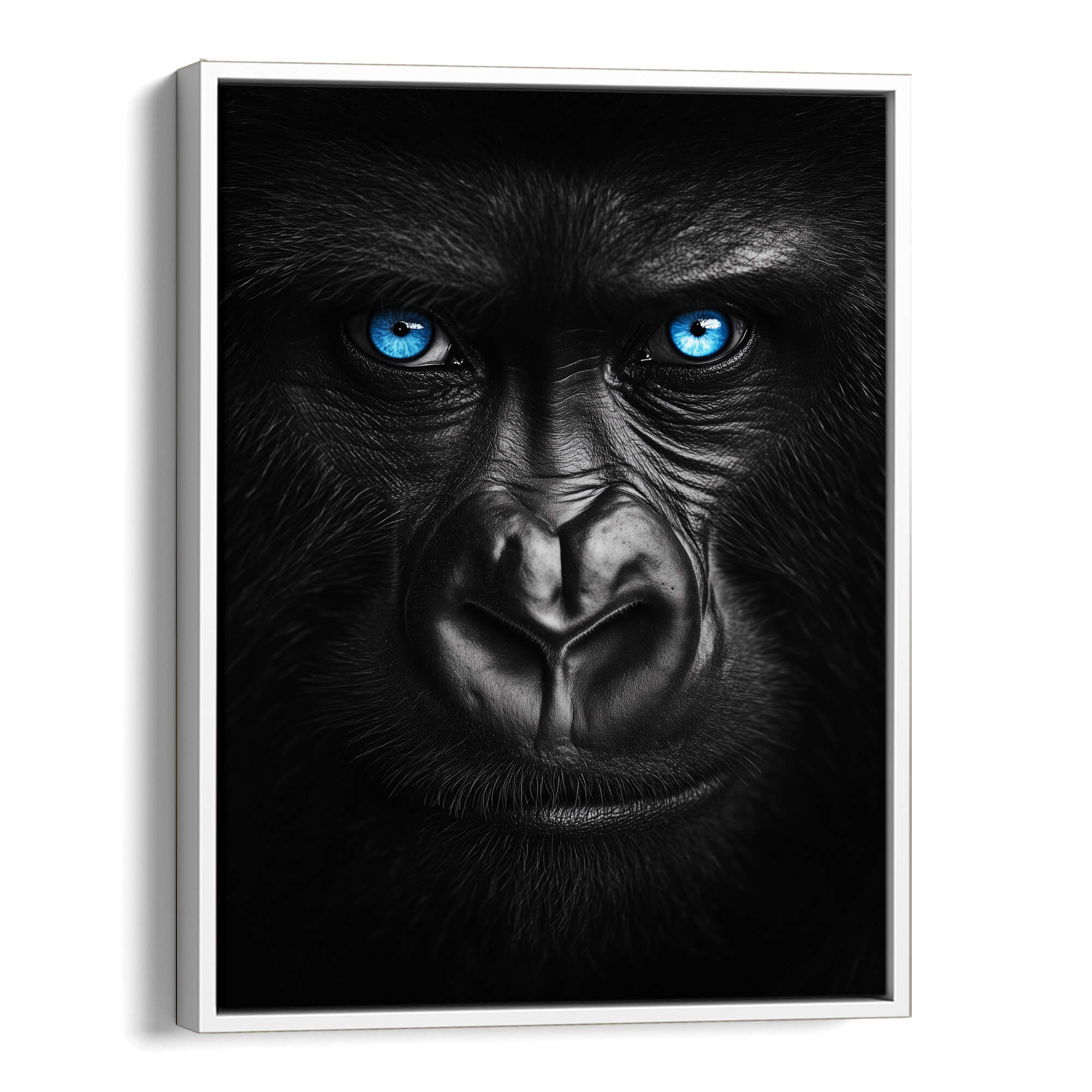 Gorilla Face with Blue Eyes Canvas Art Wildfrog Art