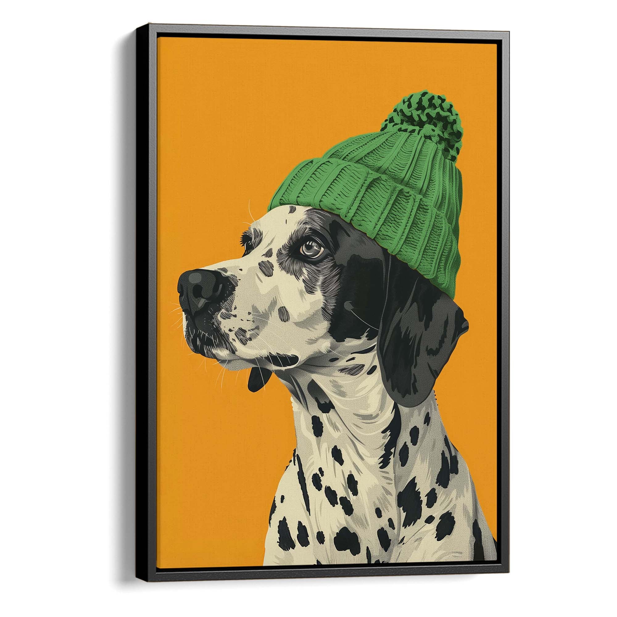 Green Bobble Hat Dalmatian Canvas Print Canvas Art Wildfrog Art
