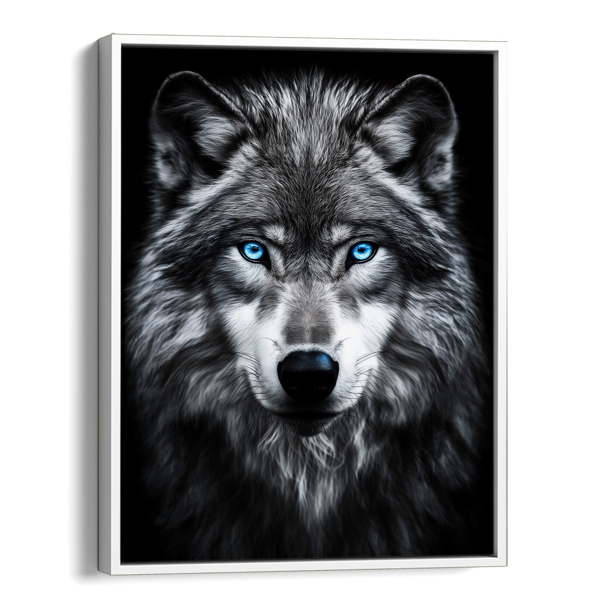 Grey Wolf with Blue Eyes Canvas Print Canvas Art Wildfrog Art