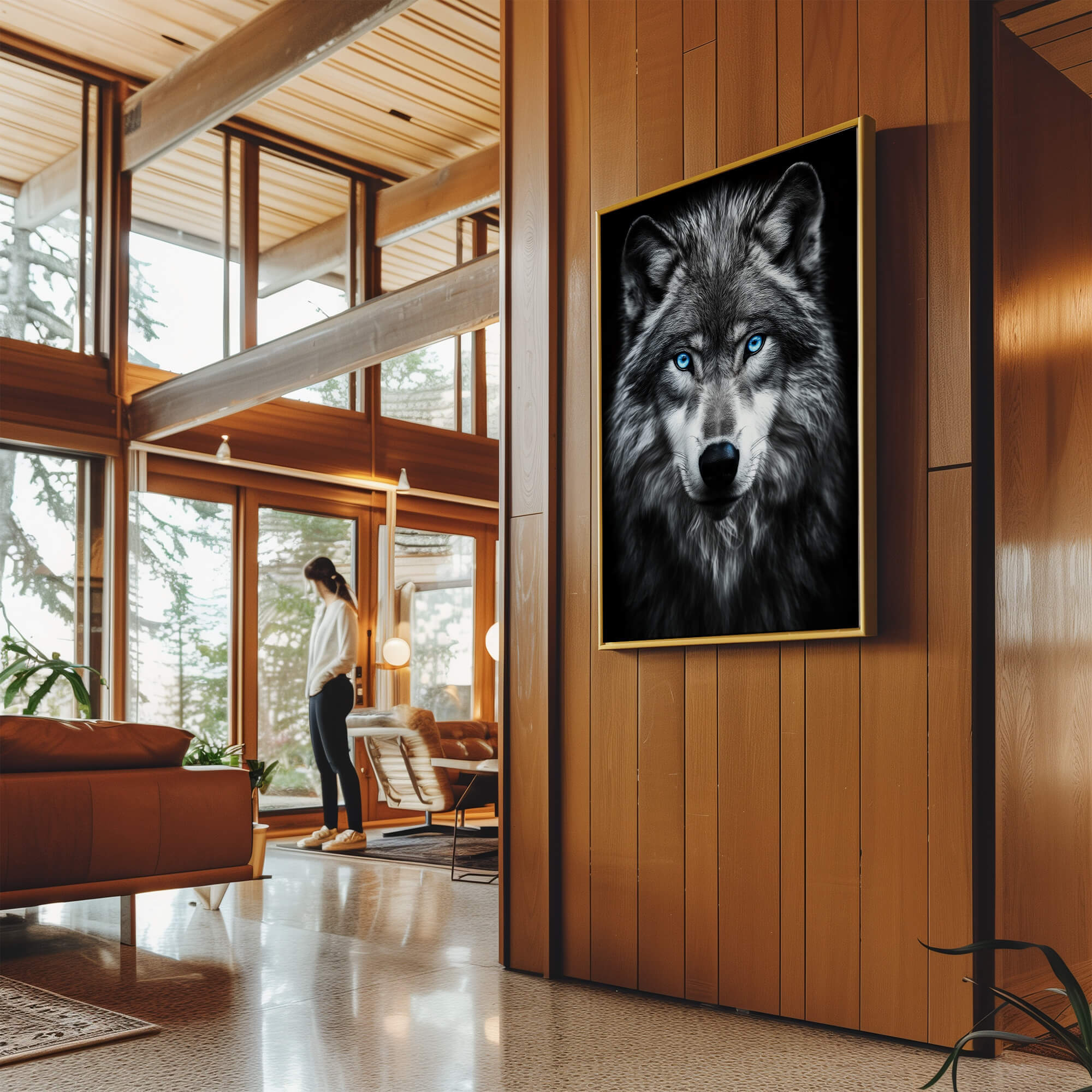 Grey Wolf with Blue Eyes Canvas Print Canvas Art Wildfrog Art