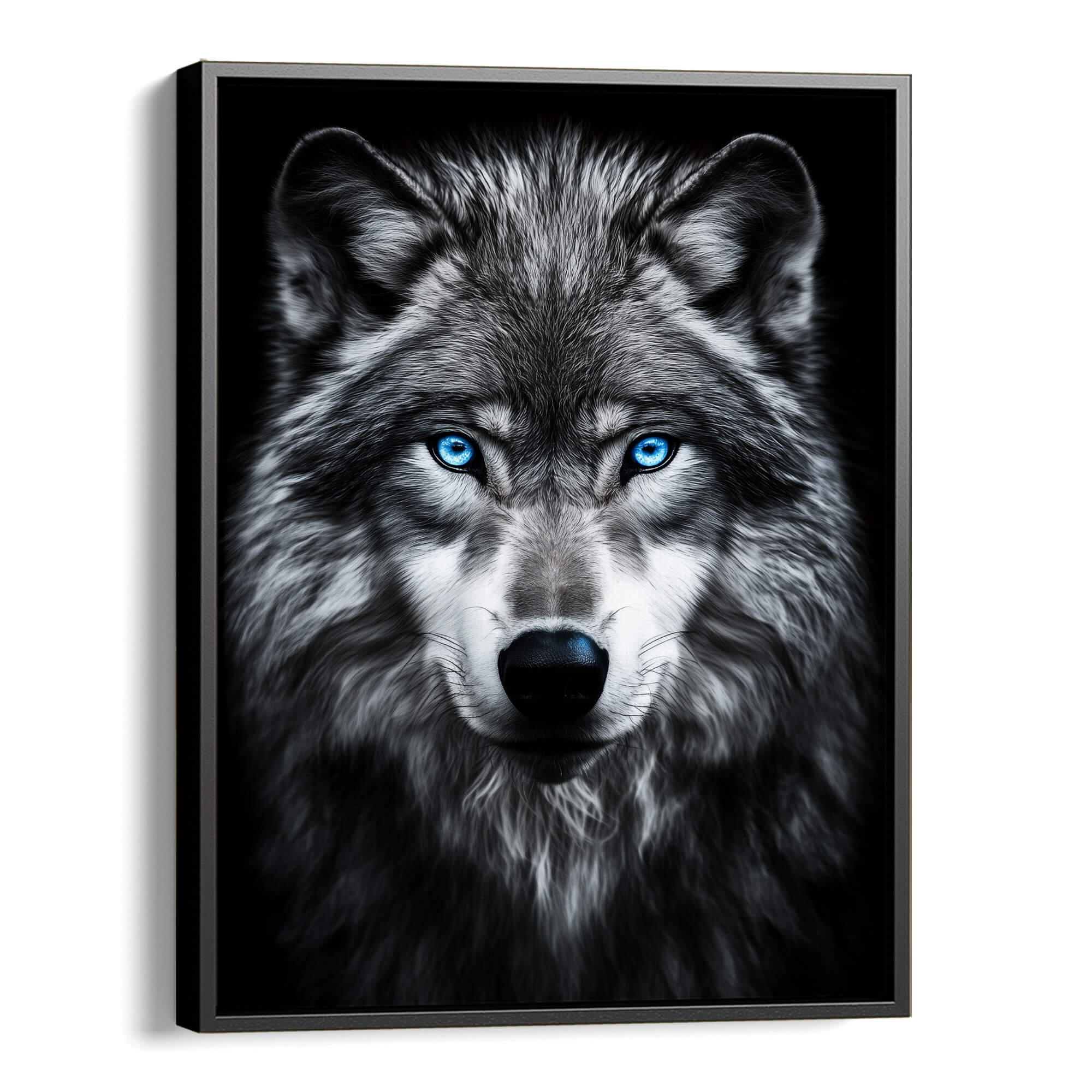 Grey Wolf with Blue Eyes Canvas Print Canvas Art Wildfrog Art