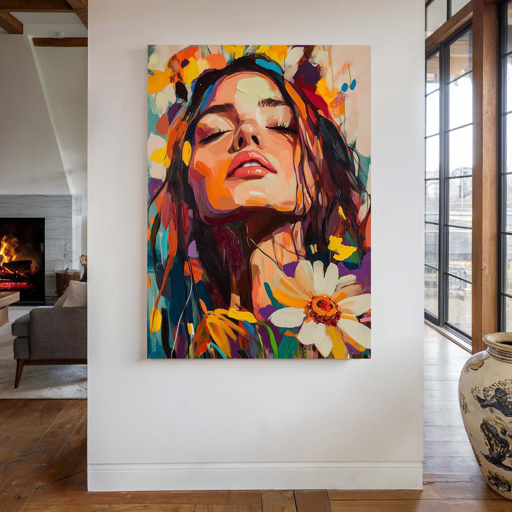 Head in the Flowers No2 Canvas Print Canvas Art Wildfrog Art