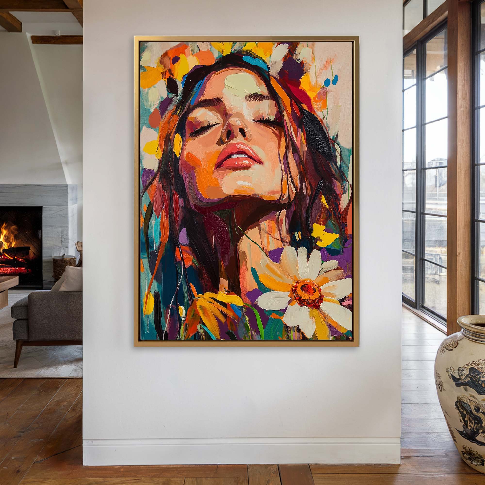 Head in the Flowers No2 Canvas Print Canvas Art Wildfrog Art