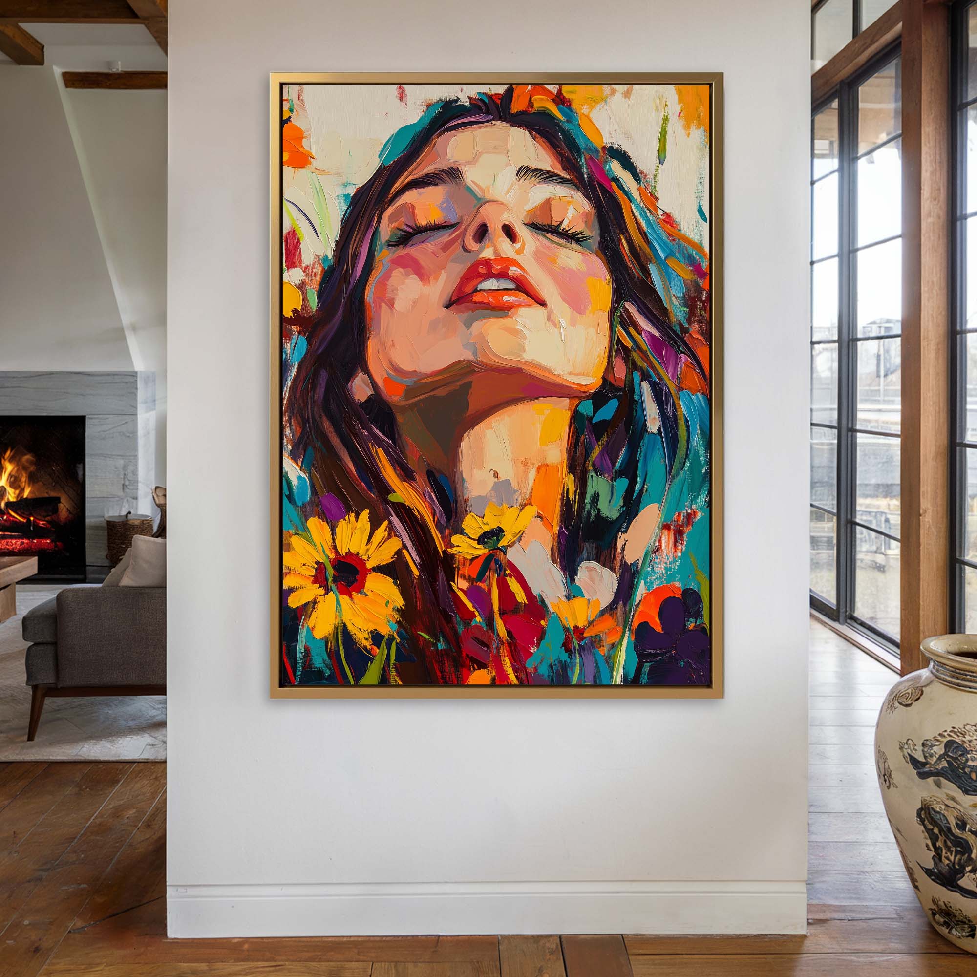 Head in the Flowers No3 Canvas Print Canvas Art Wildfrog Art