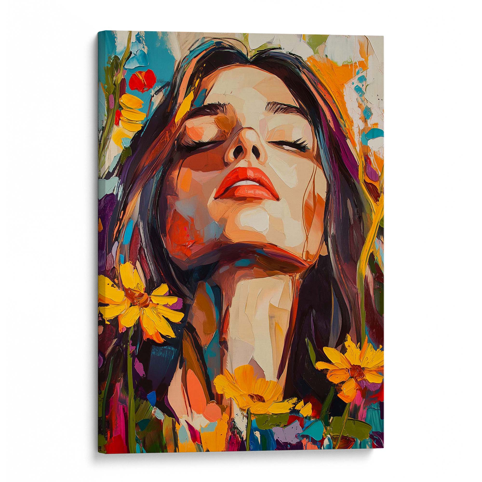 Head in the Flowers Canvas Print Canvas Art Wildfrog Art