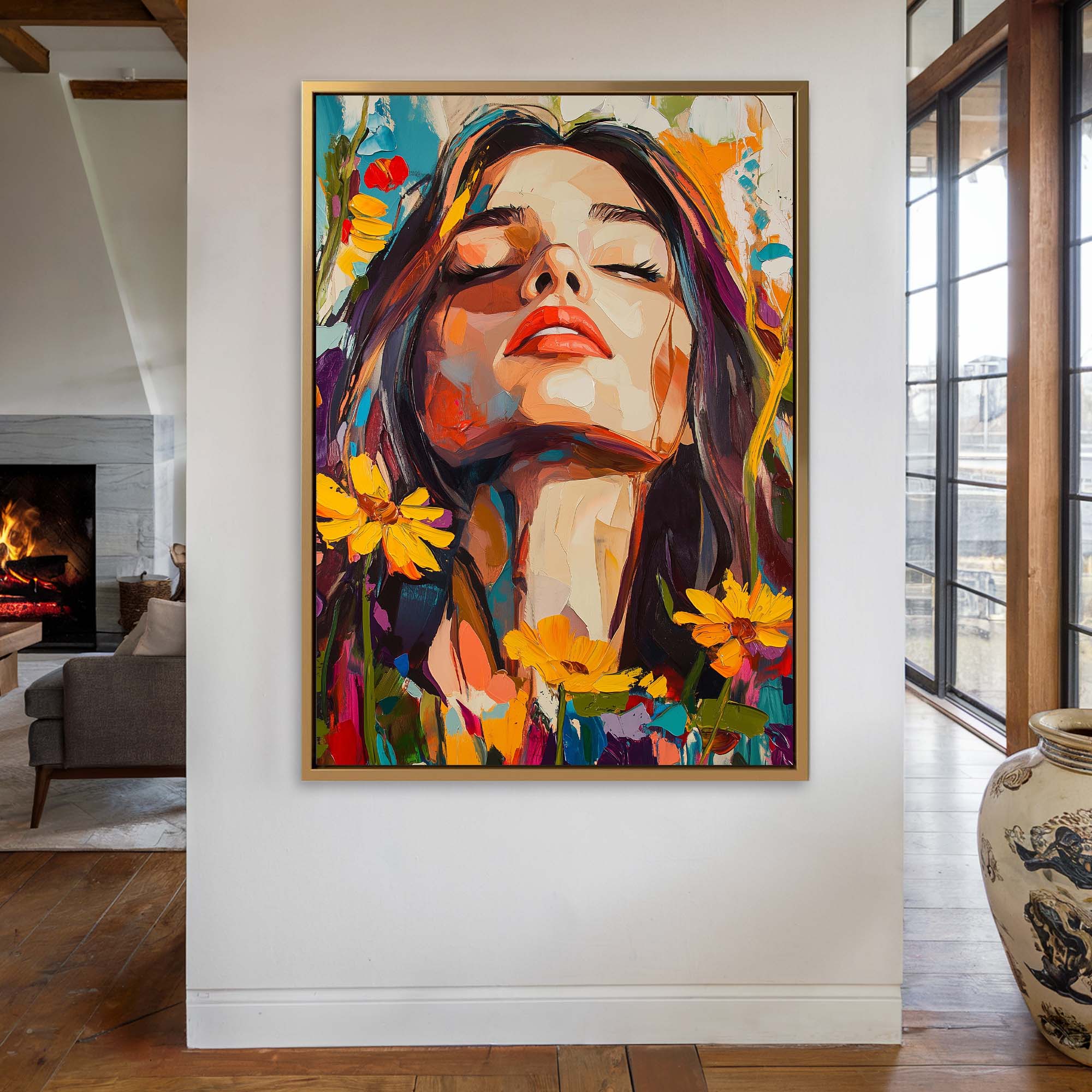 Head in the Flowers Canvas Print Canvas Art Wildfrog Art