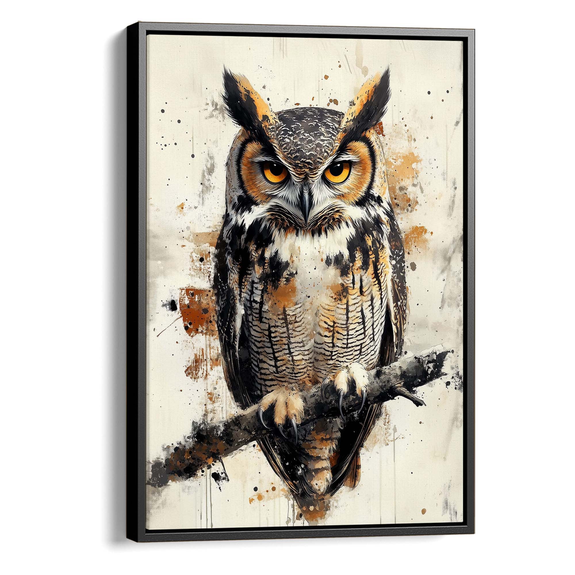 Horned Owl Splash Canvas Print Canvas Art Wildfrog Art