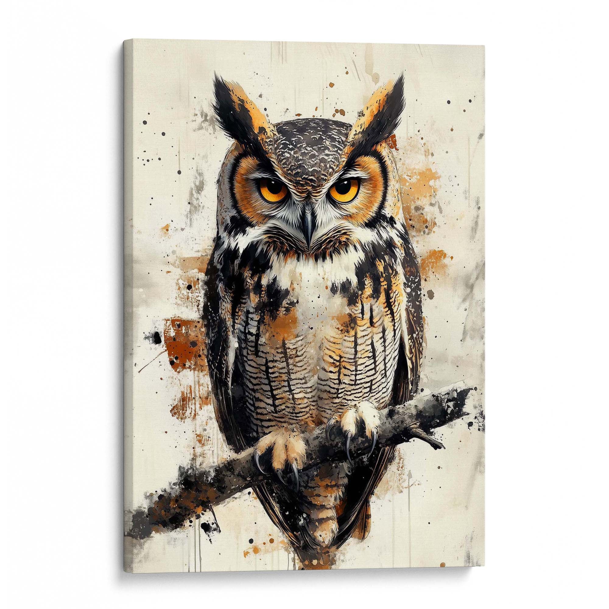 Horned Owl Splash Canvas Print Canvas Art Wildfrog Art