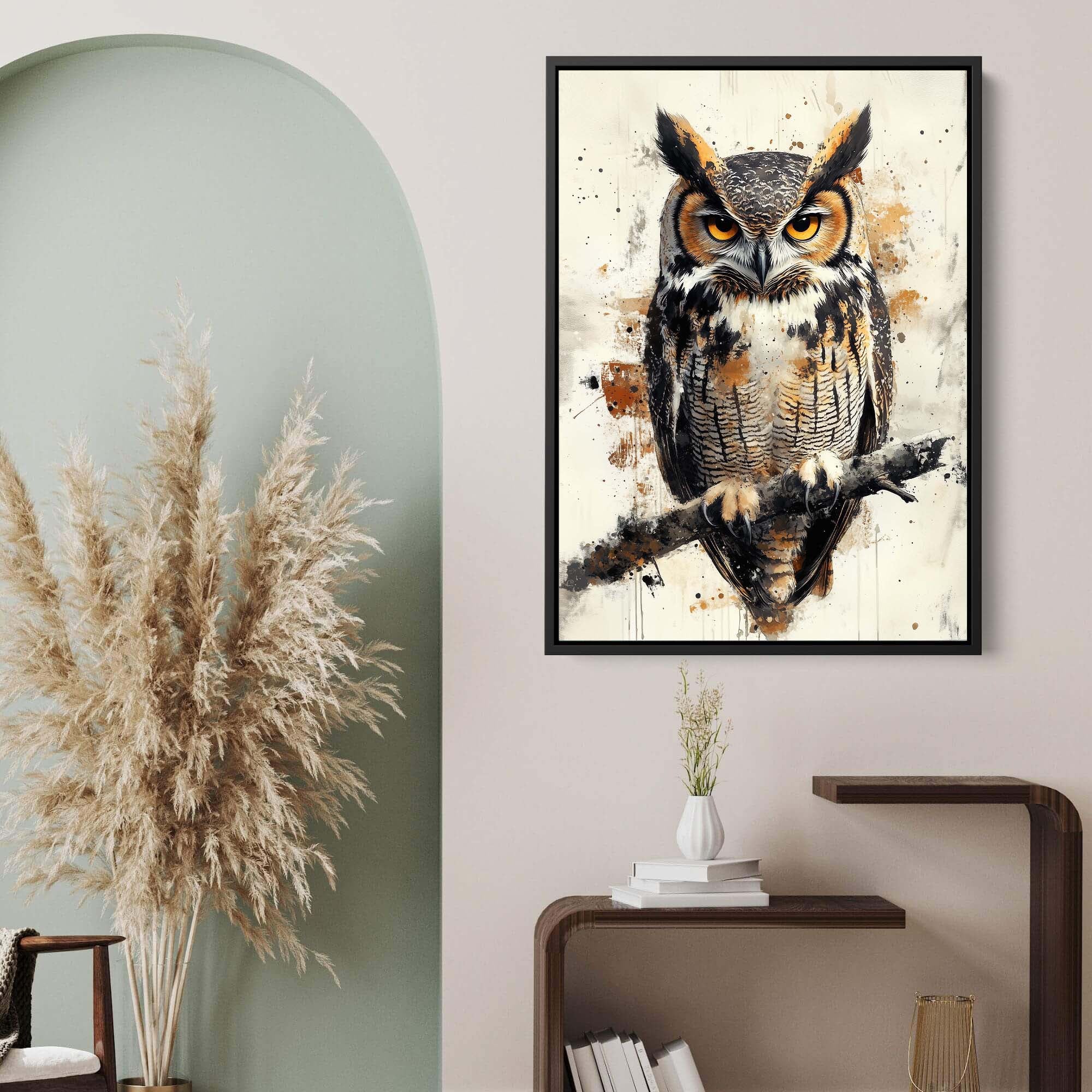 Horned Owl Splash Canvas Print Canvas Art Wildfrog Art