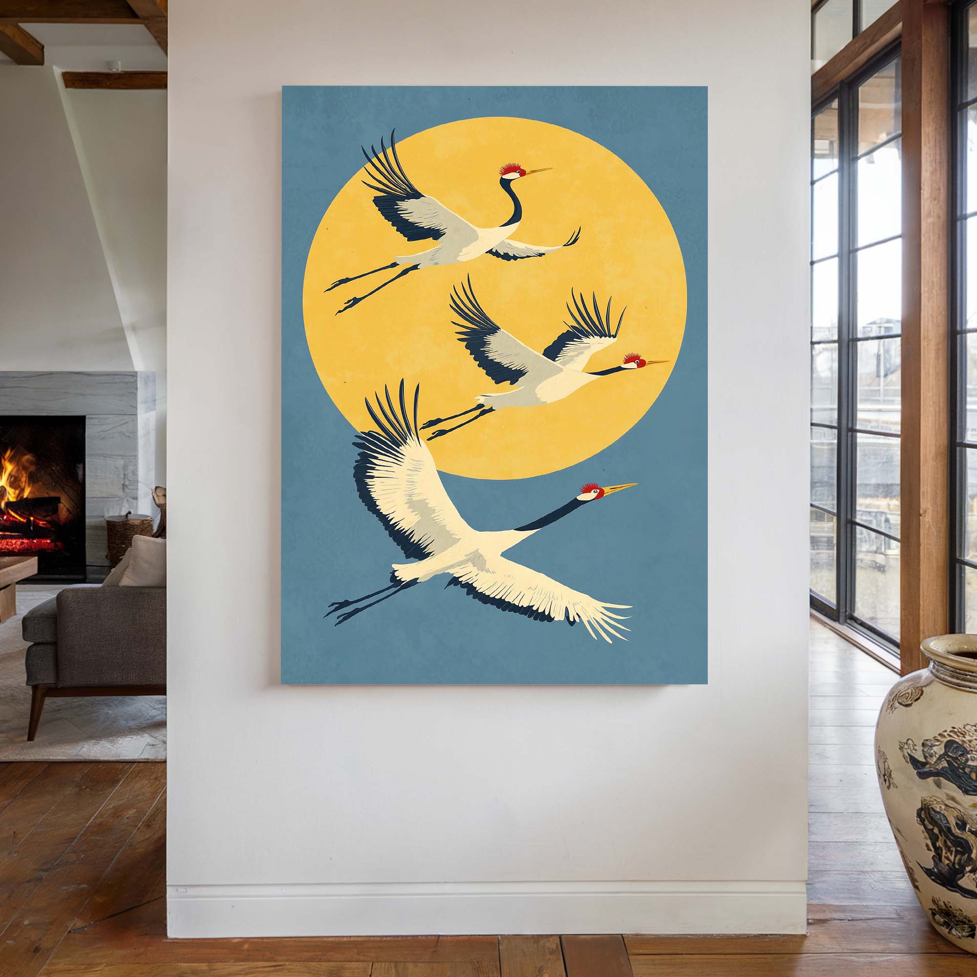 Japandi Cranes Canvas Print Canvas Art Wildfrog Art