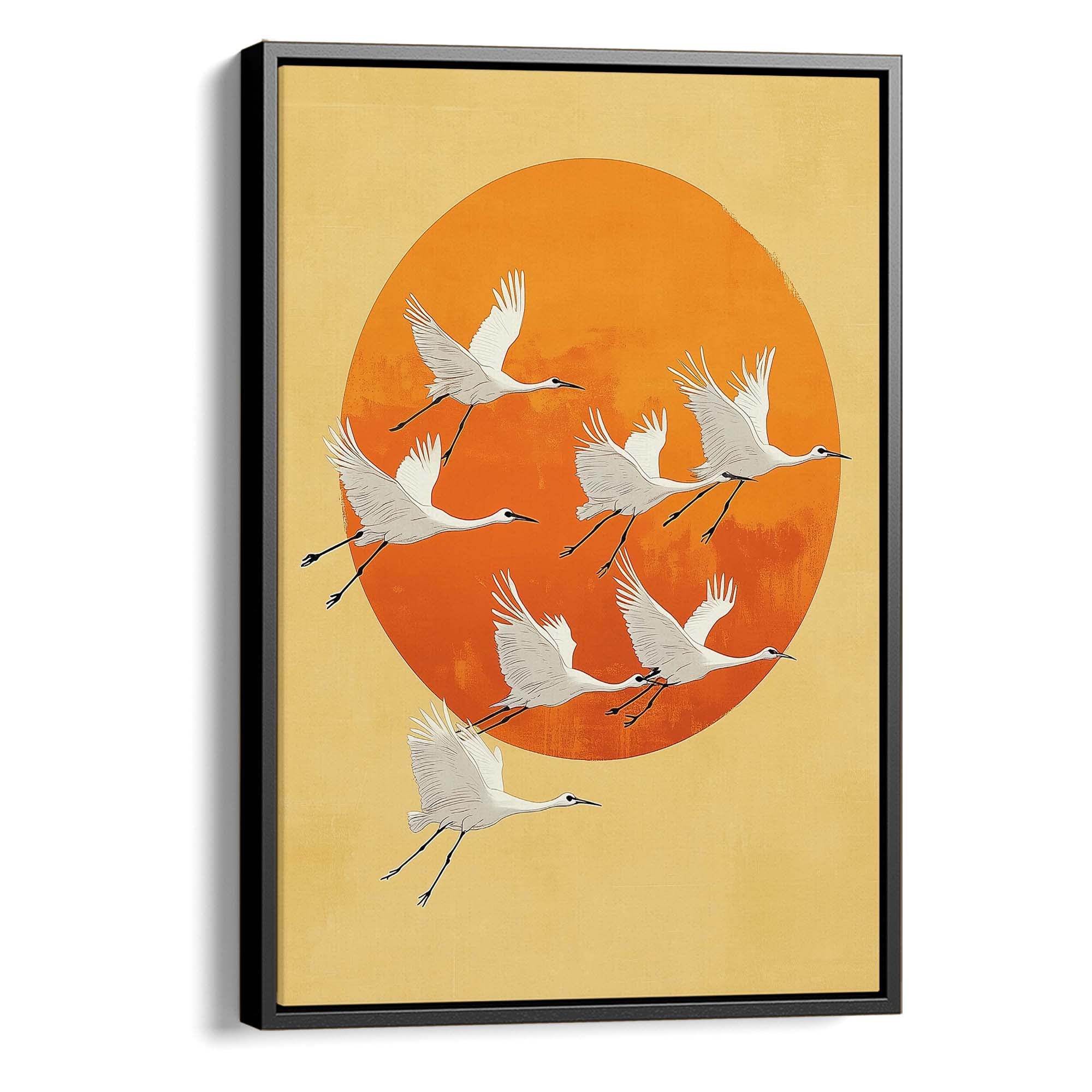 Japandi Sun Cranes No2 Canvas Print Canvas Art Wildfrog Art