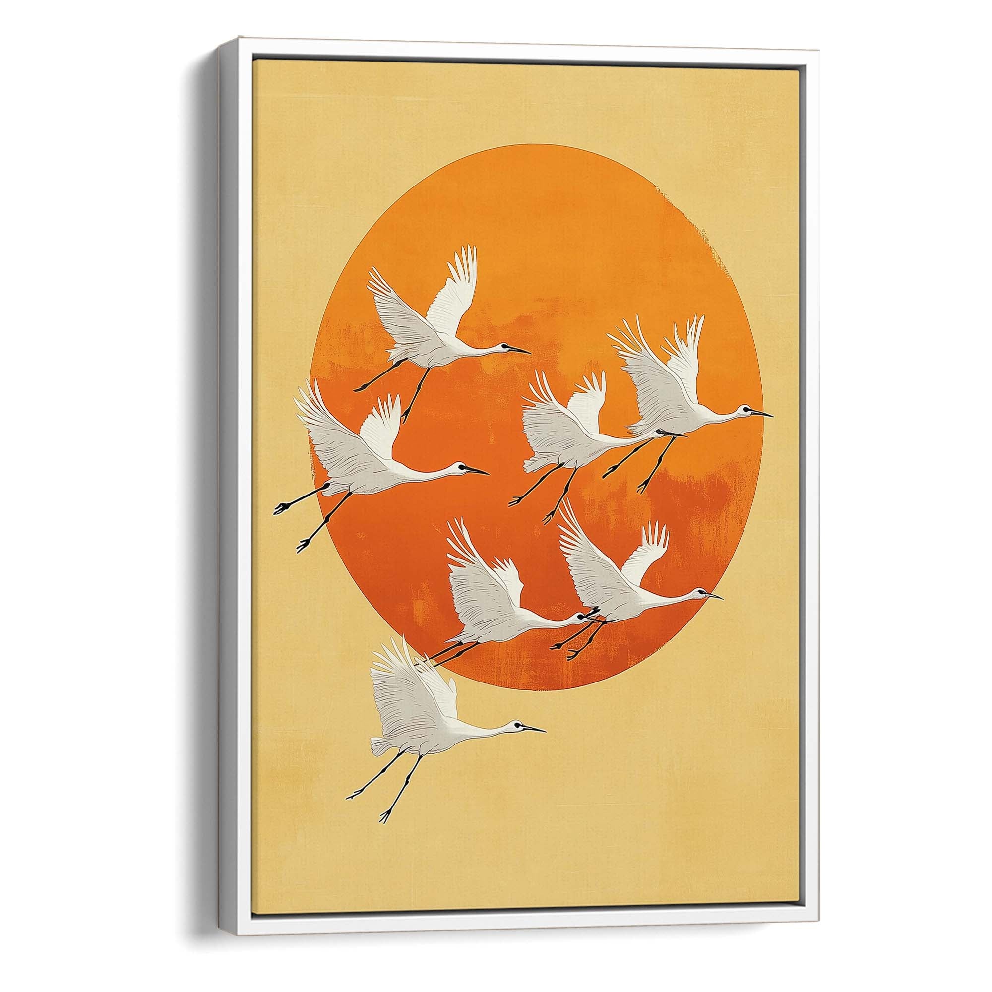 Japandi Sun Cranes No2 Canvas Print Canvas Art Wildfrog Art