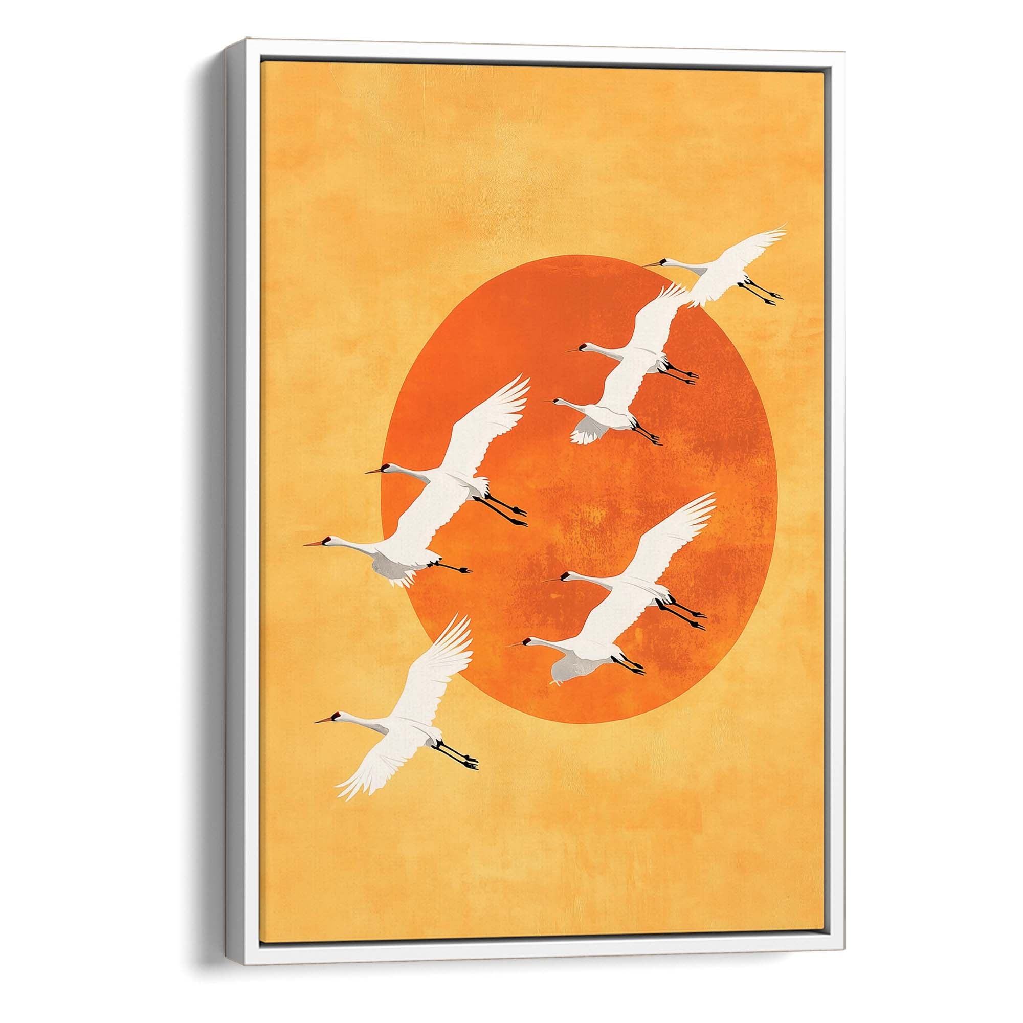 Japandi Sun Cranes Canvas Print Canvas Art Wildfrog Art