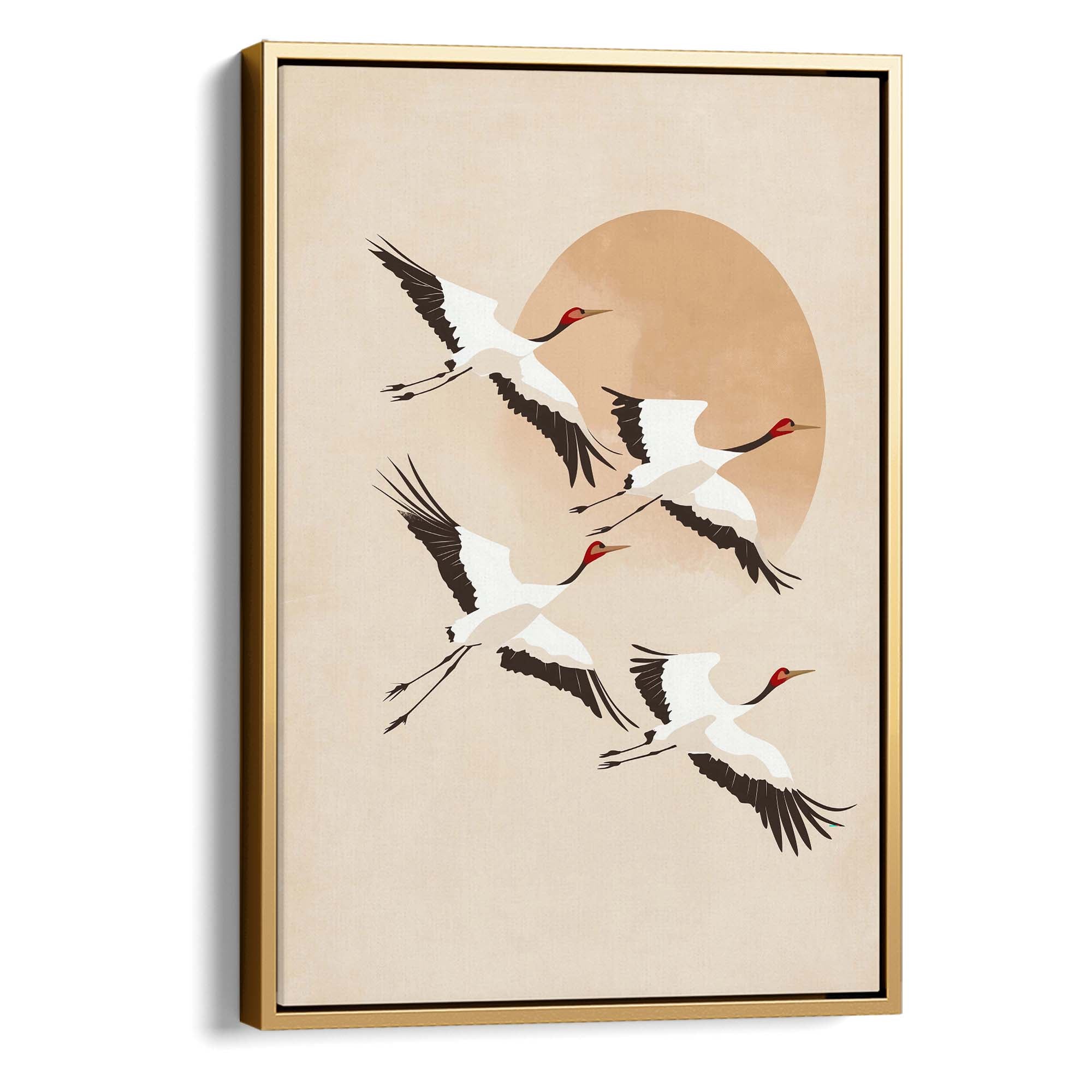 Japandi Tan Cranes No2 Canvas Print