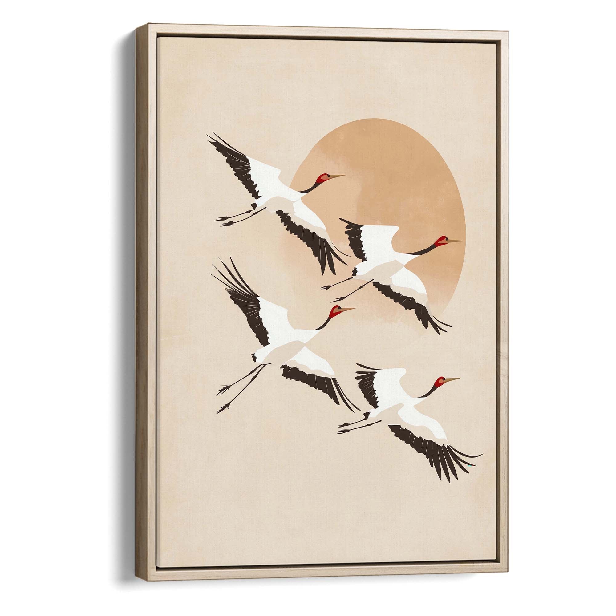 Japandi Tan Cranes No2 Canvas Print