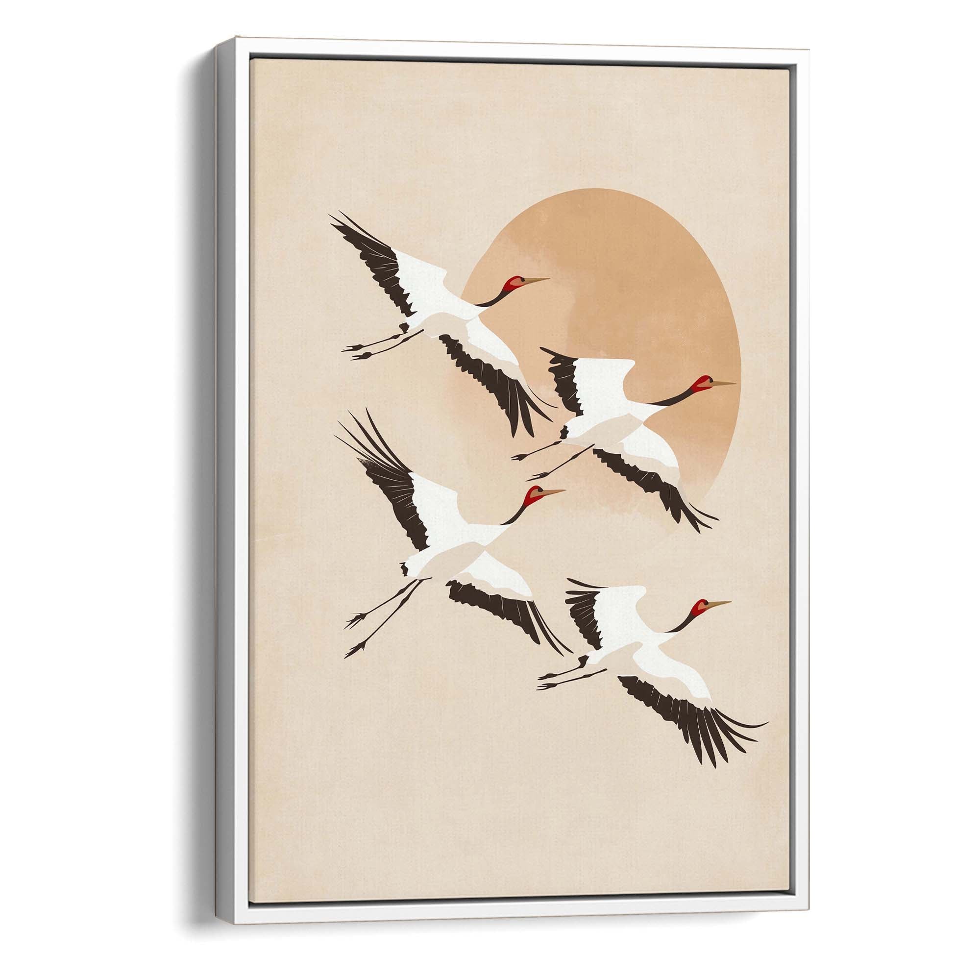 Japandi Tan Cranes No2 Canvas Print