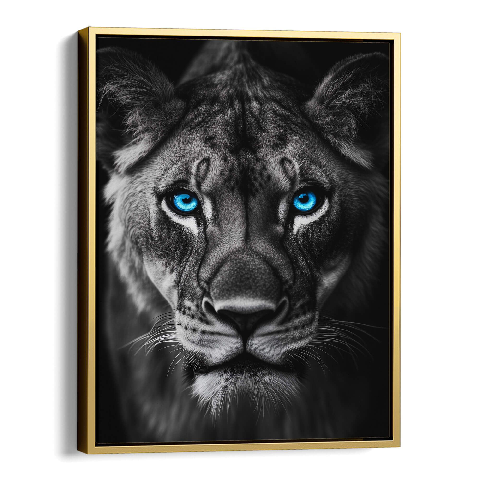 Lioness with Blue Eyes Front View Canvas Print Canvas Art Wildfrog Art