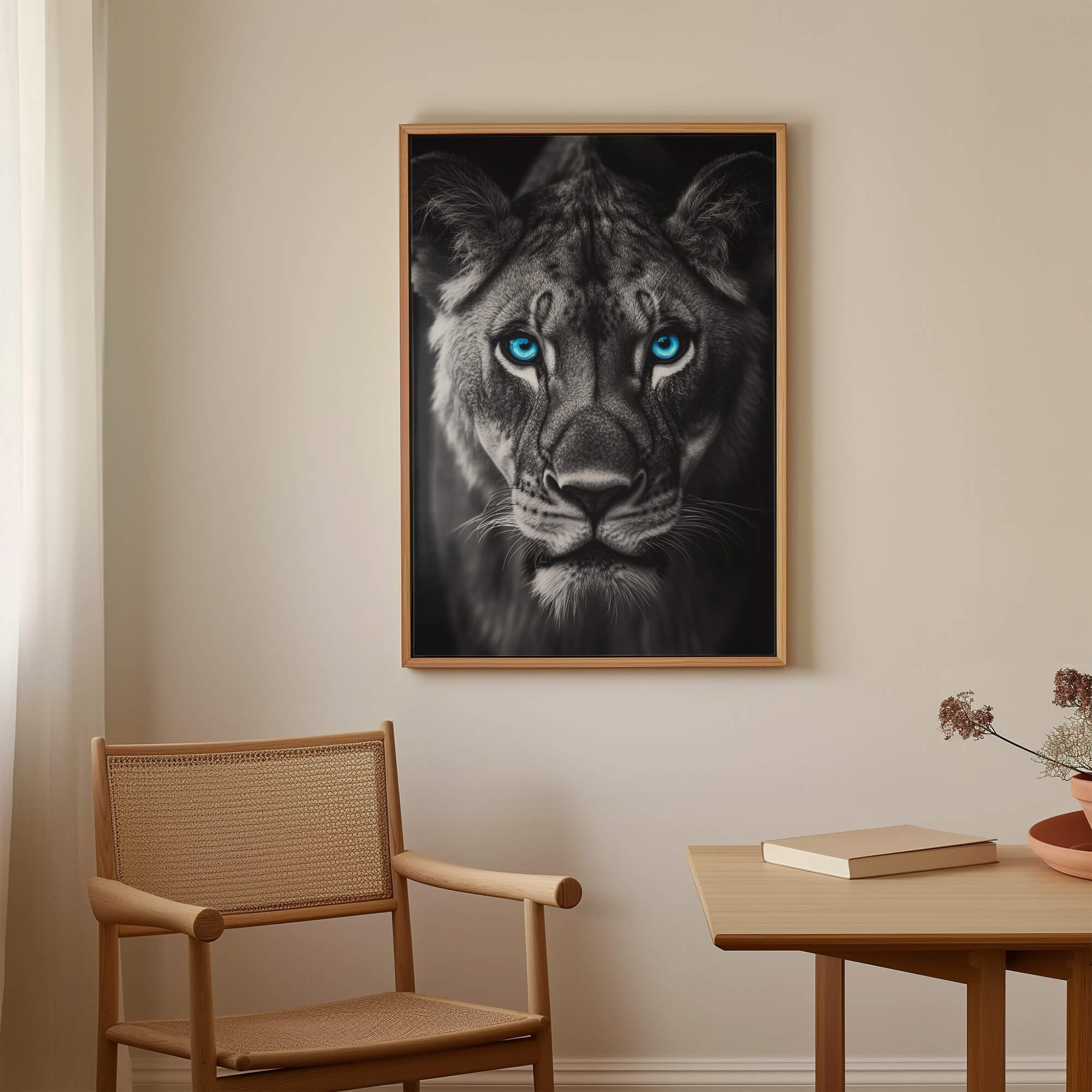 Lioness with Blue Eyes Front View Canvas Print Canvas Art Wildfrog Art