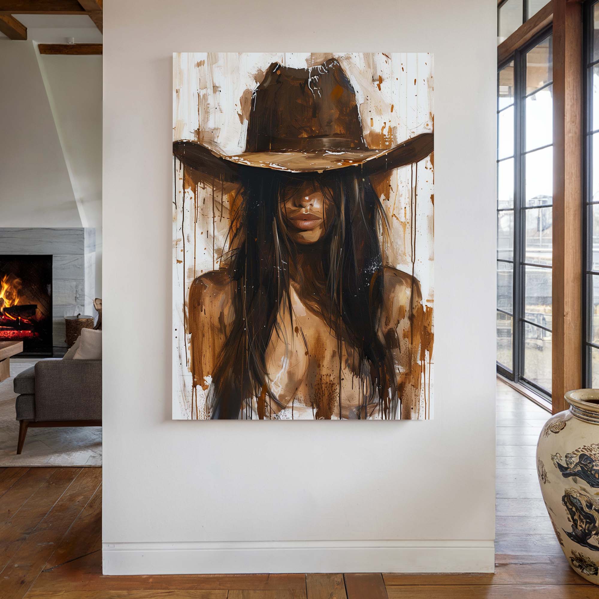 Mysterious Cowgirl Portrait Canvas Print