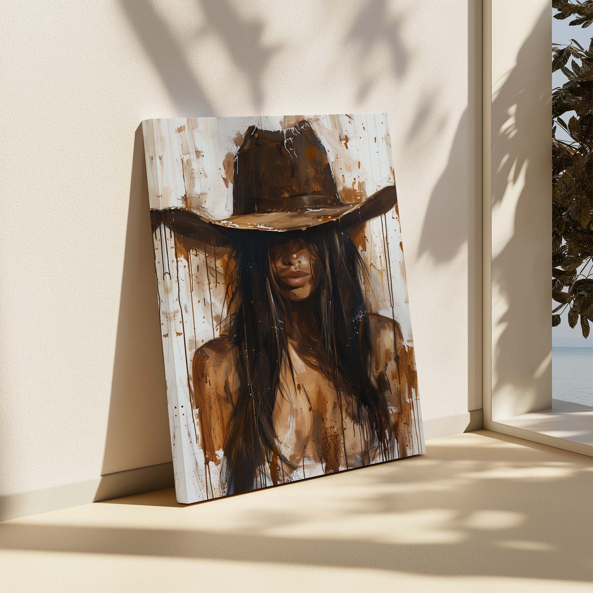 Mysterious Cowgirl Portrait Canvas Print