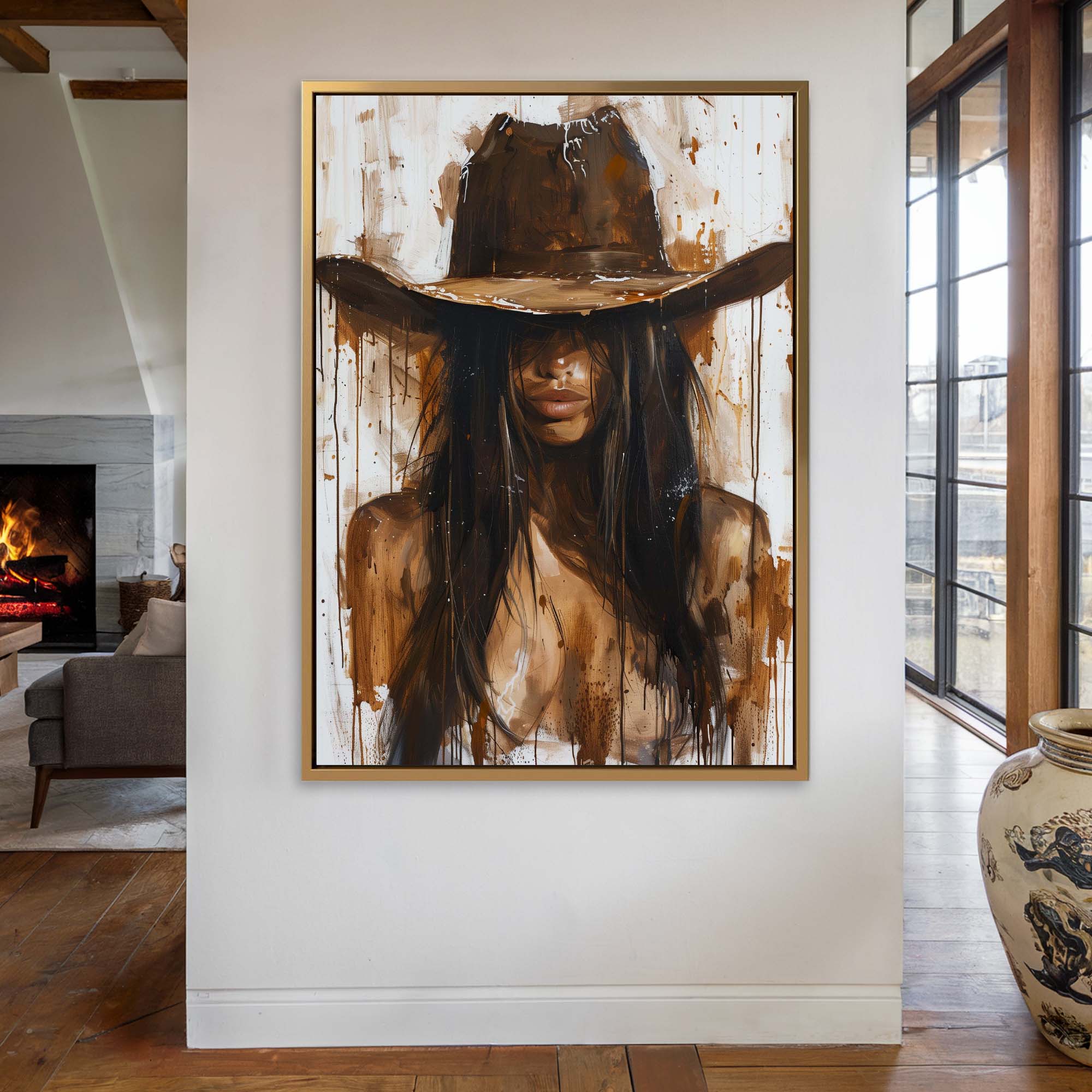 Mysterious Cowgirl Portrait Canvas Print