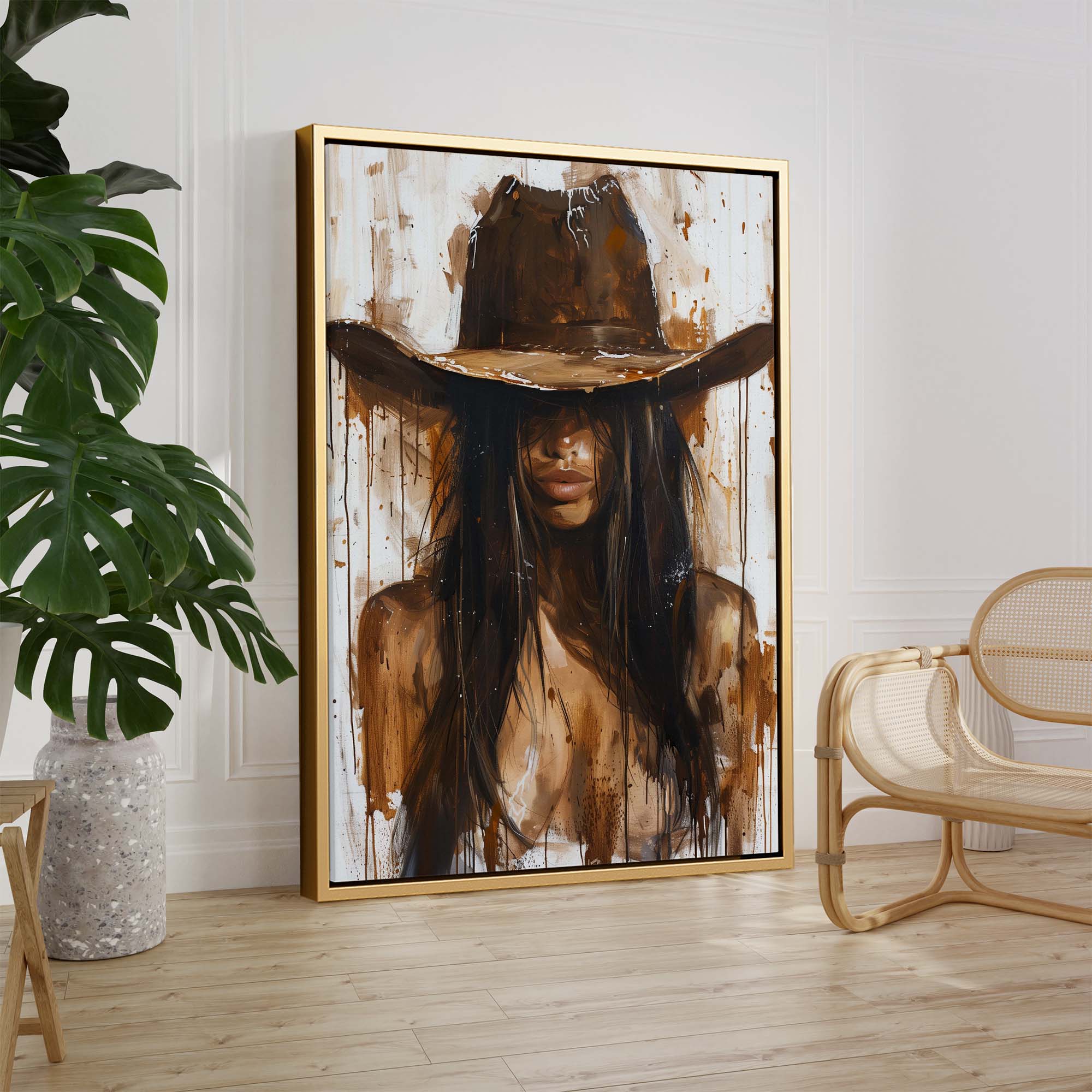 Mysterious Cowgirl Portrait Canvas Print