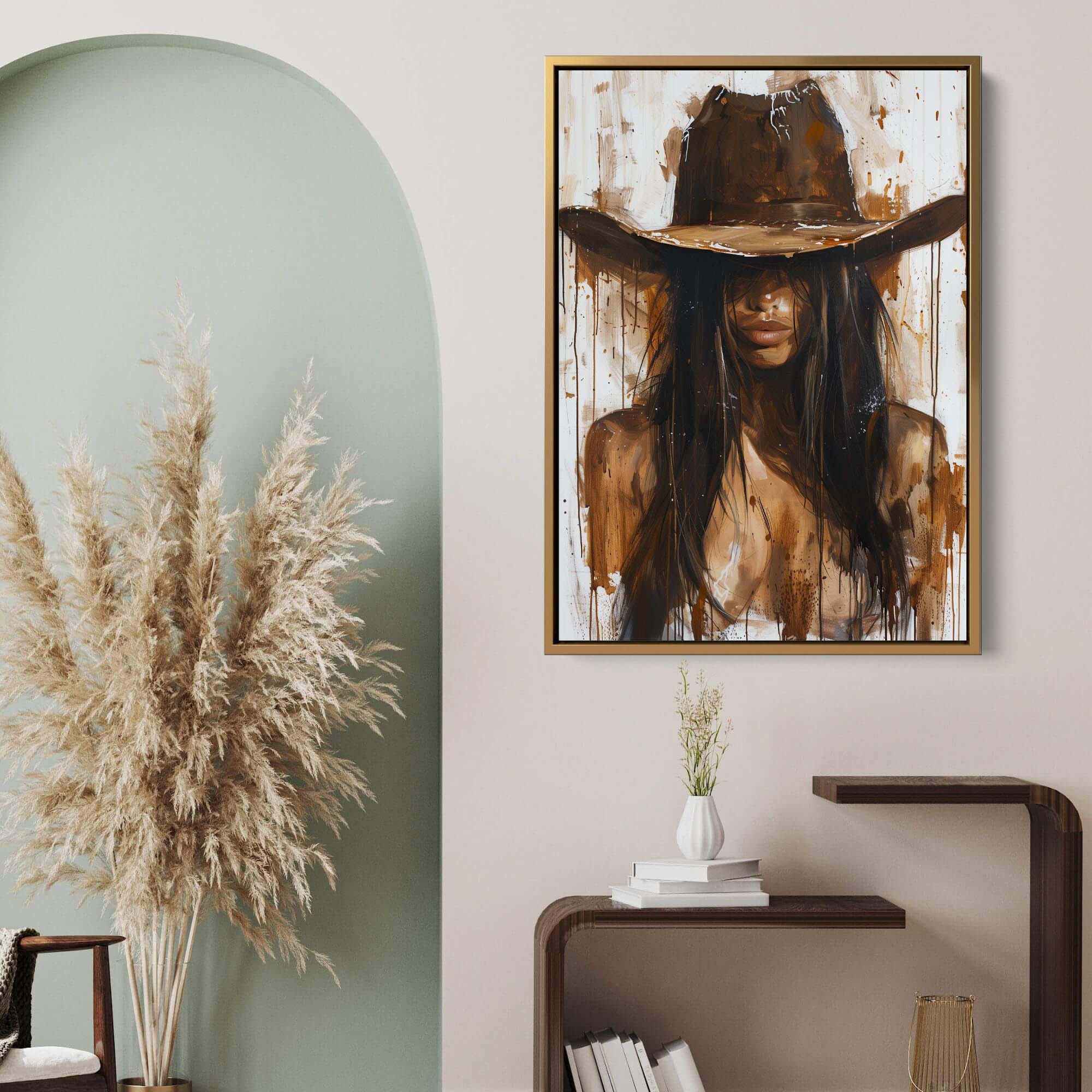 Mysterious Cowgirl Portrait Canvas Print
