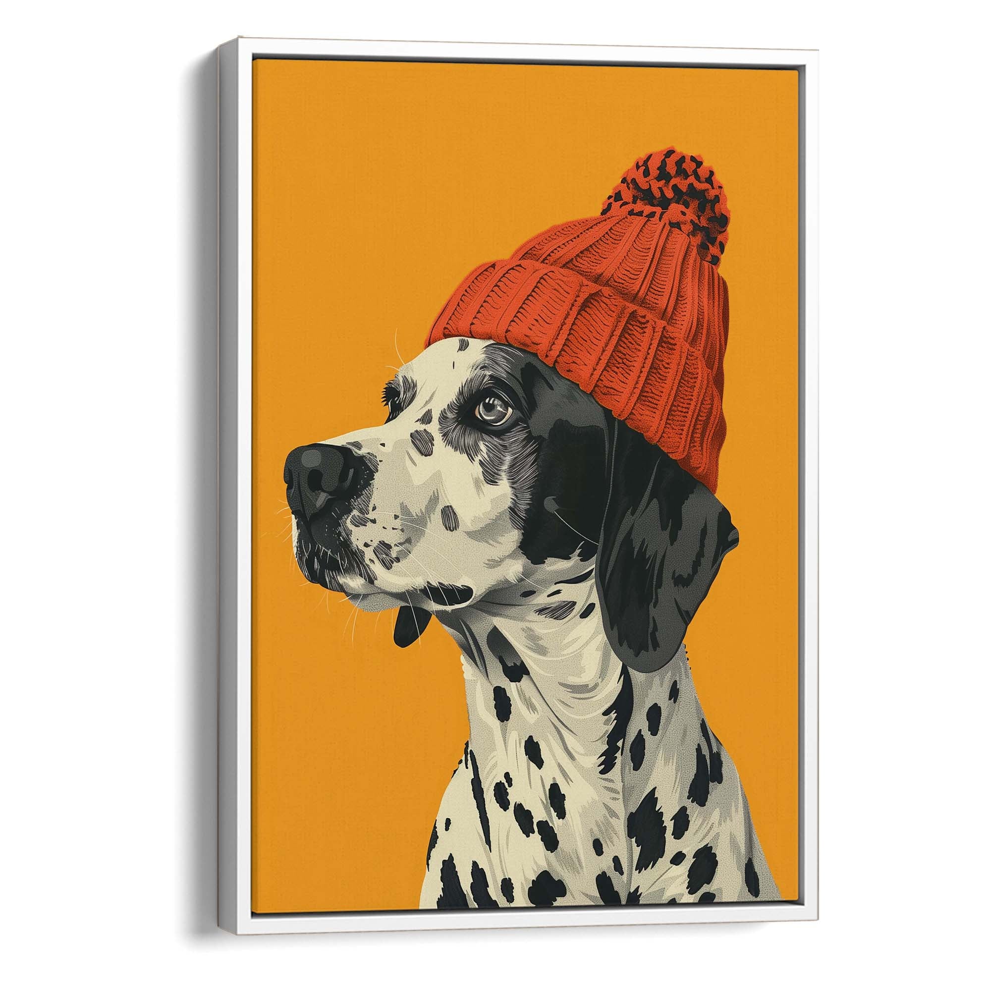 Orange Beanie Dalmatian Canvas Print