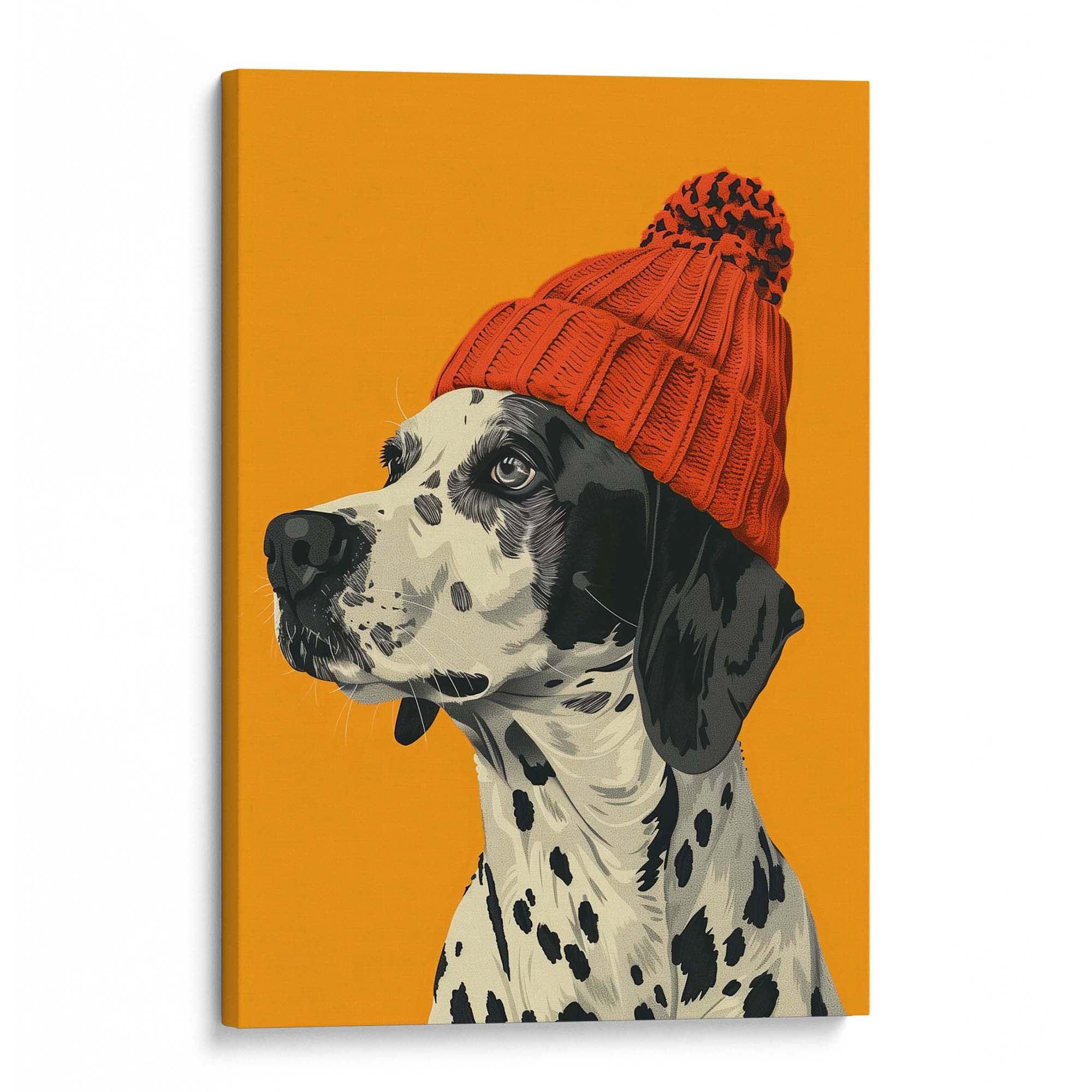 Orange Beanie Dalmatian Canvas Print