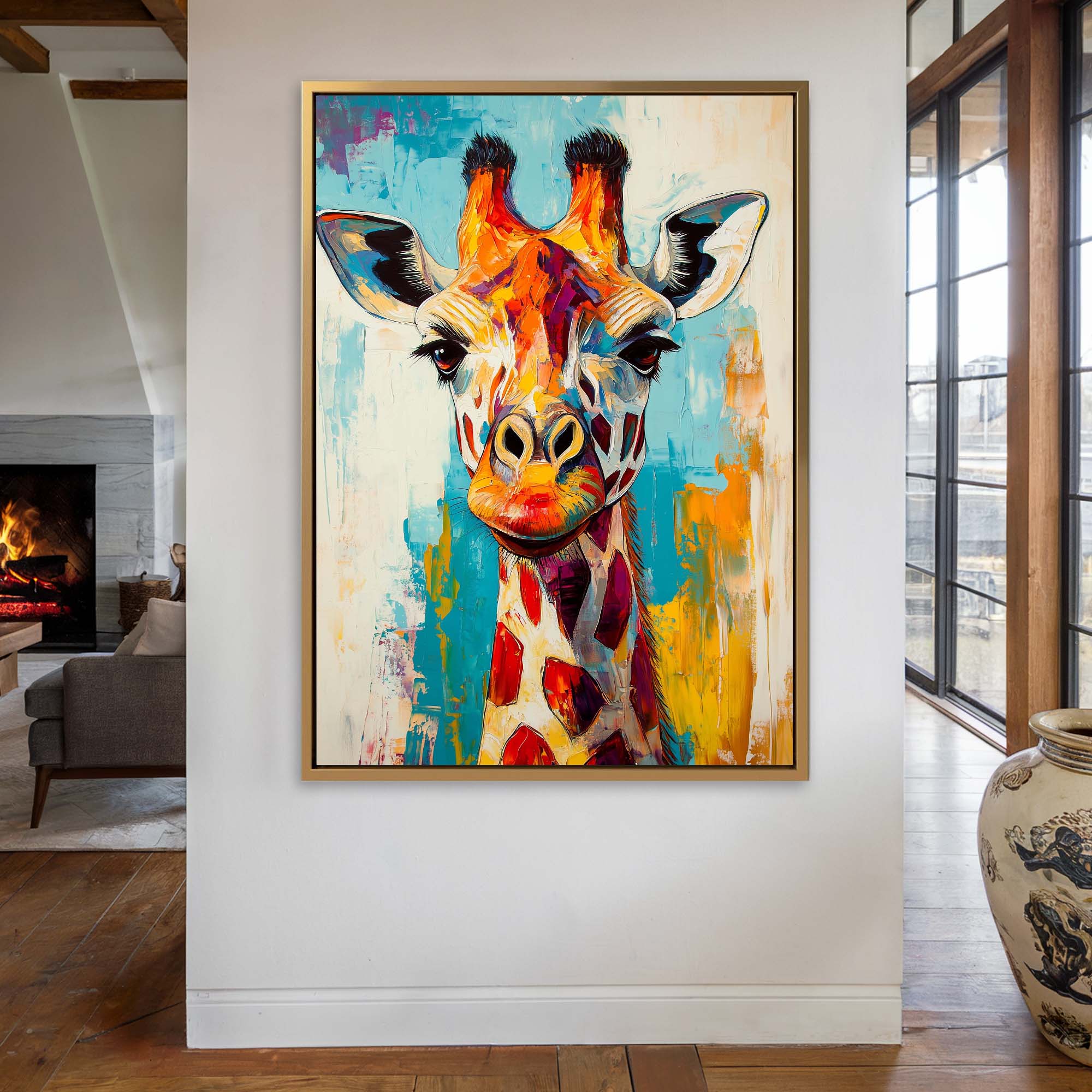 Painted Giraffe Canvas Print Canvas Art Wildfrog Art