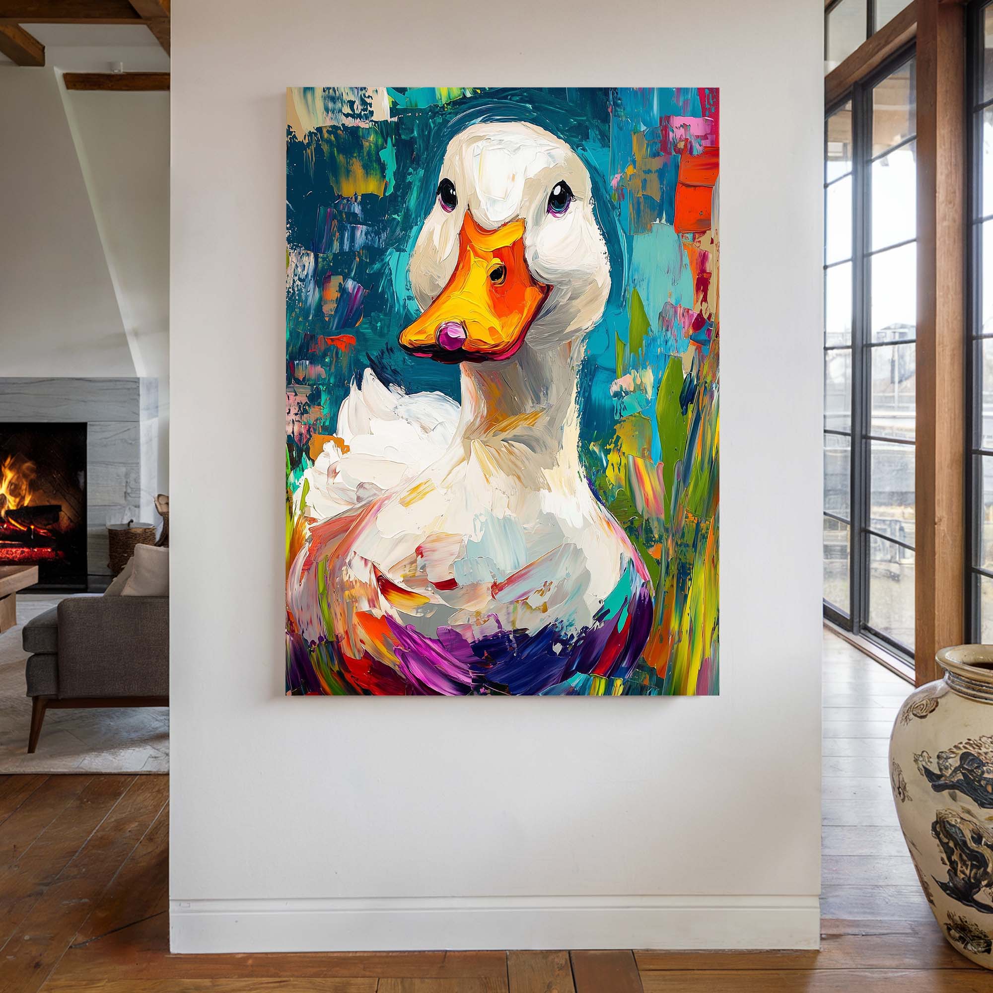 Painted White Duck Canvas Print Canvas Art Wildfrog Art