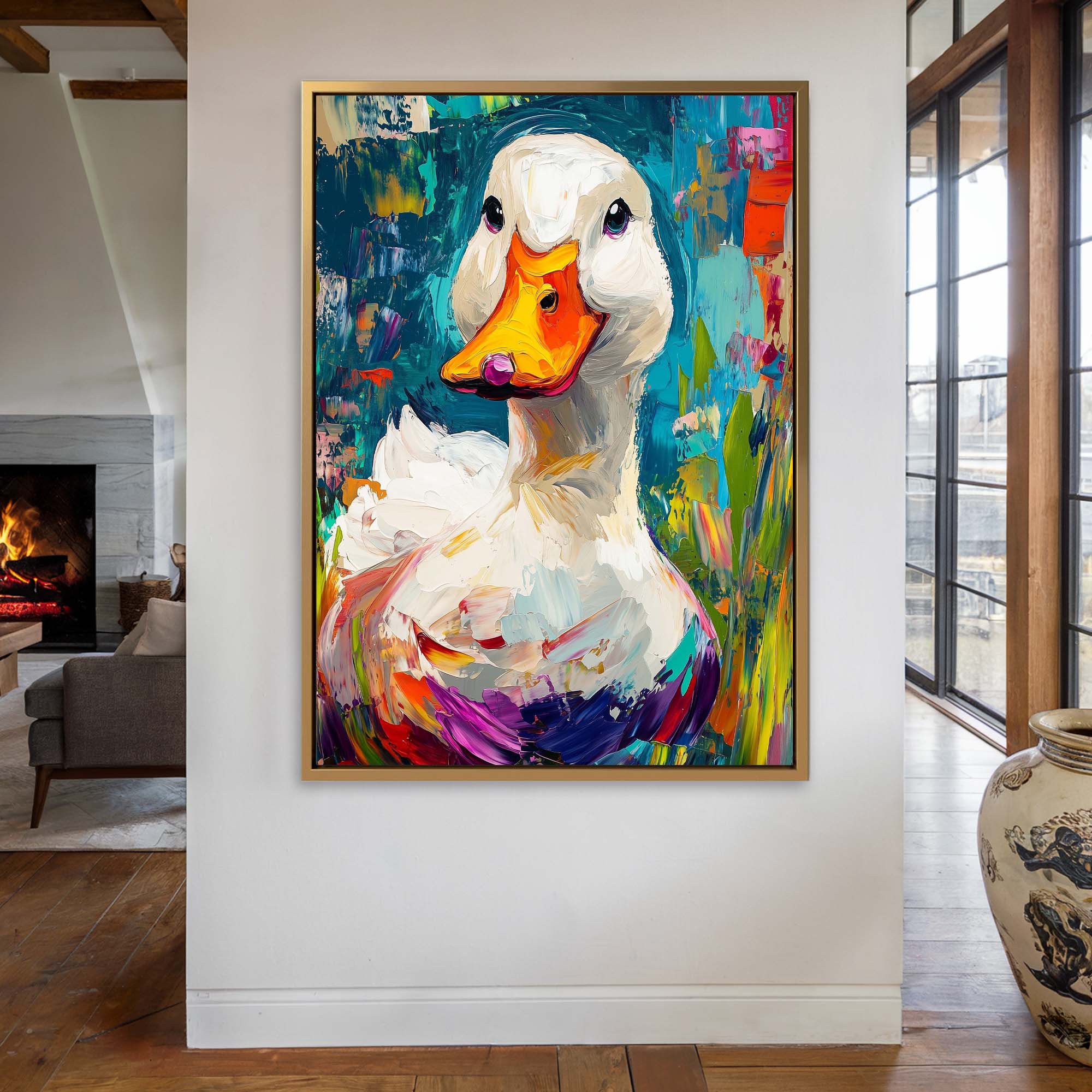 Painted White Duck Canvas Print Canvas Art Wildfrog Art