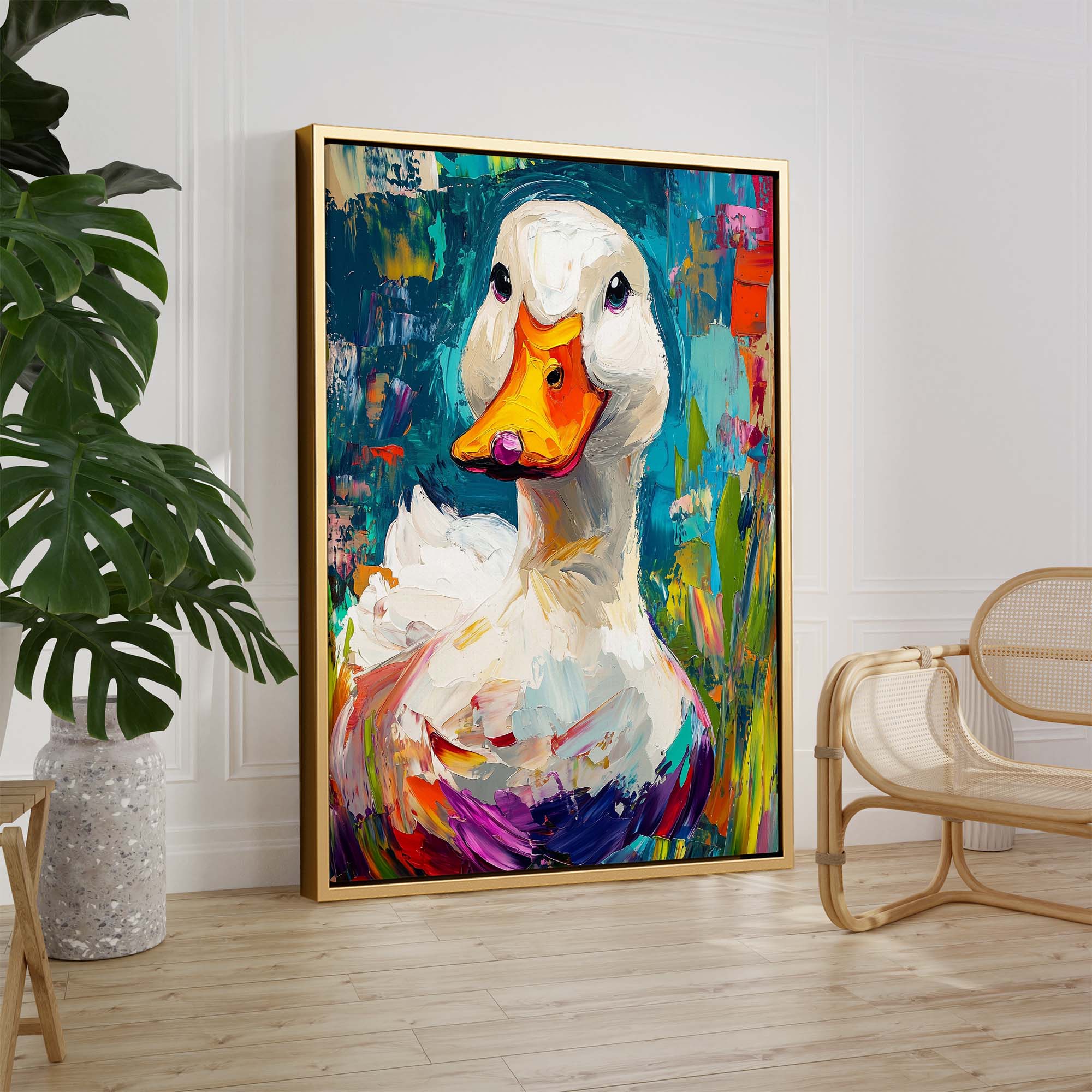 Painted White Duck Canvas Print Canvas Art Wildfrog Art