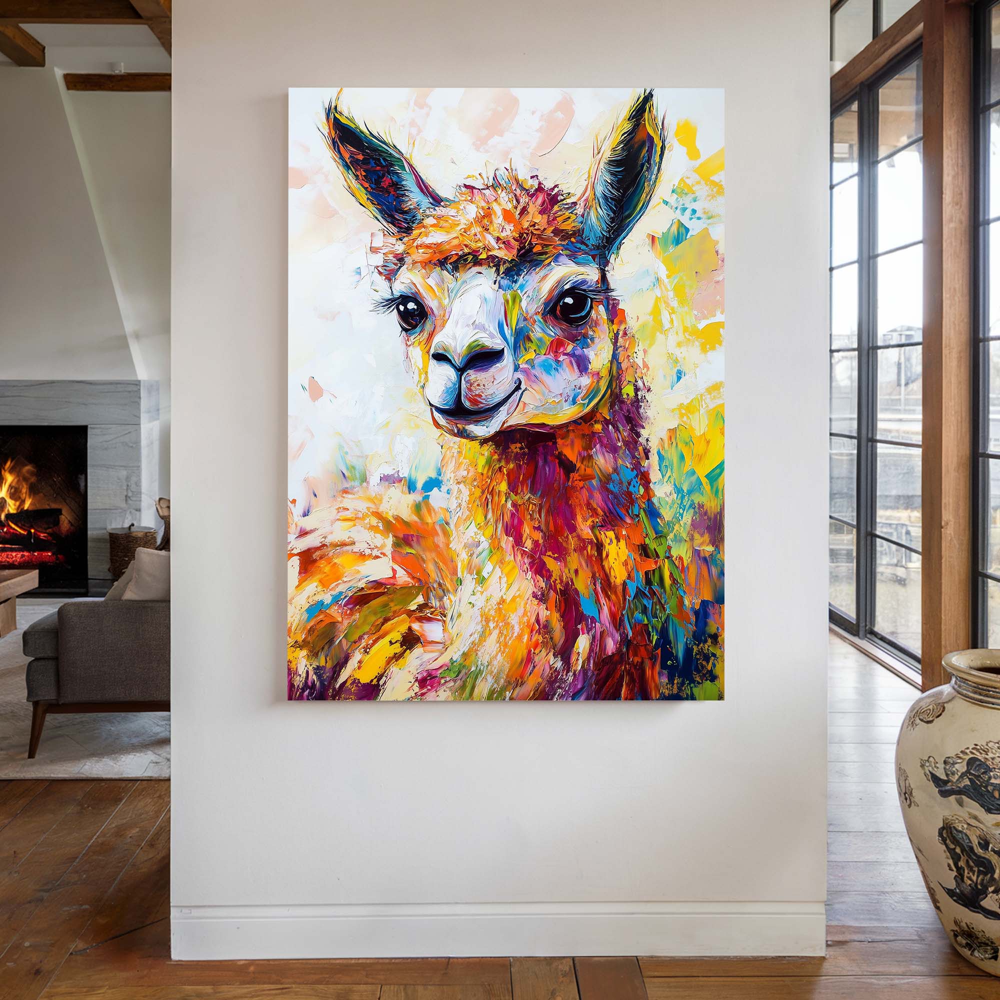 Patchwork Alpaca Canvas Print Canvas Art Wildfrog Art