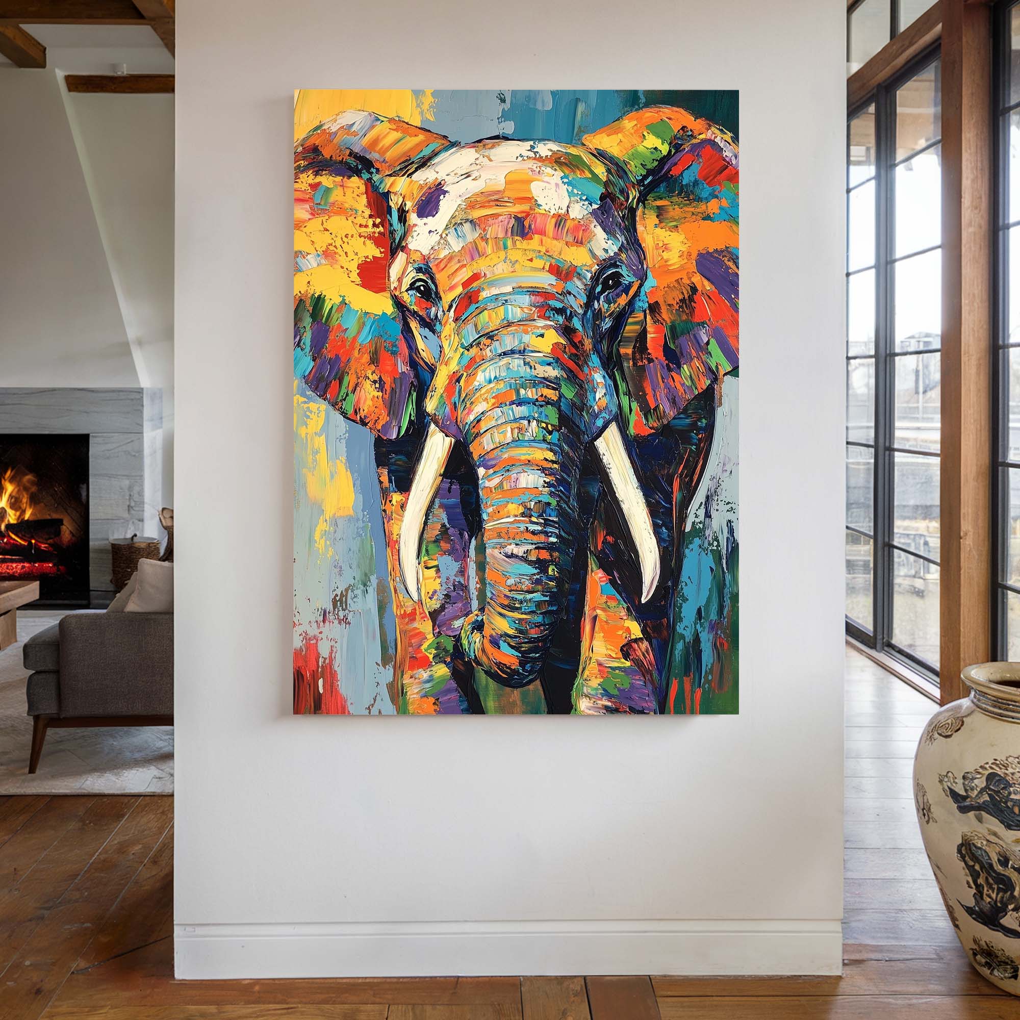 Patchwork Elephant Canvas Print Canvas Art Wildfrog Art