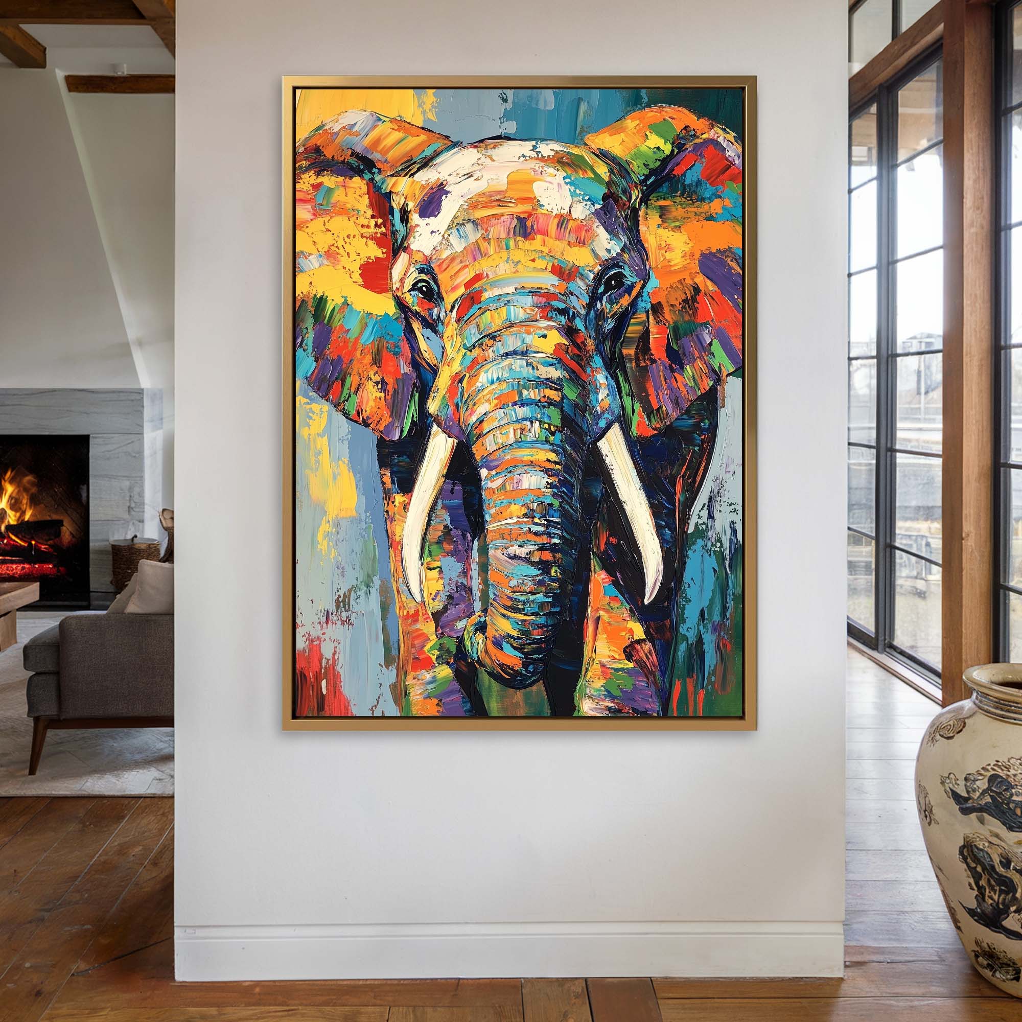 Patchwork Elephant Canvas Print Canvas Art Wildfrog Art