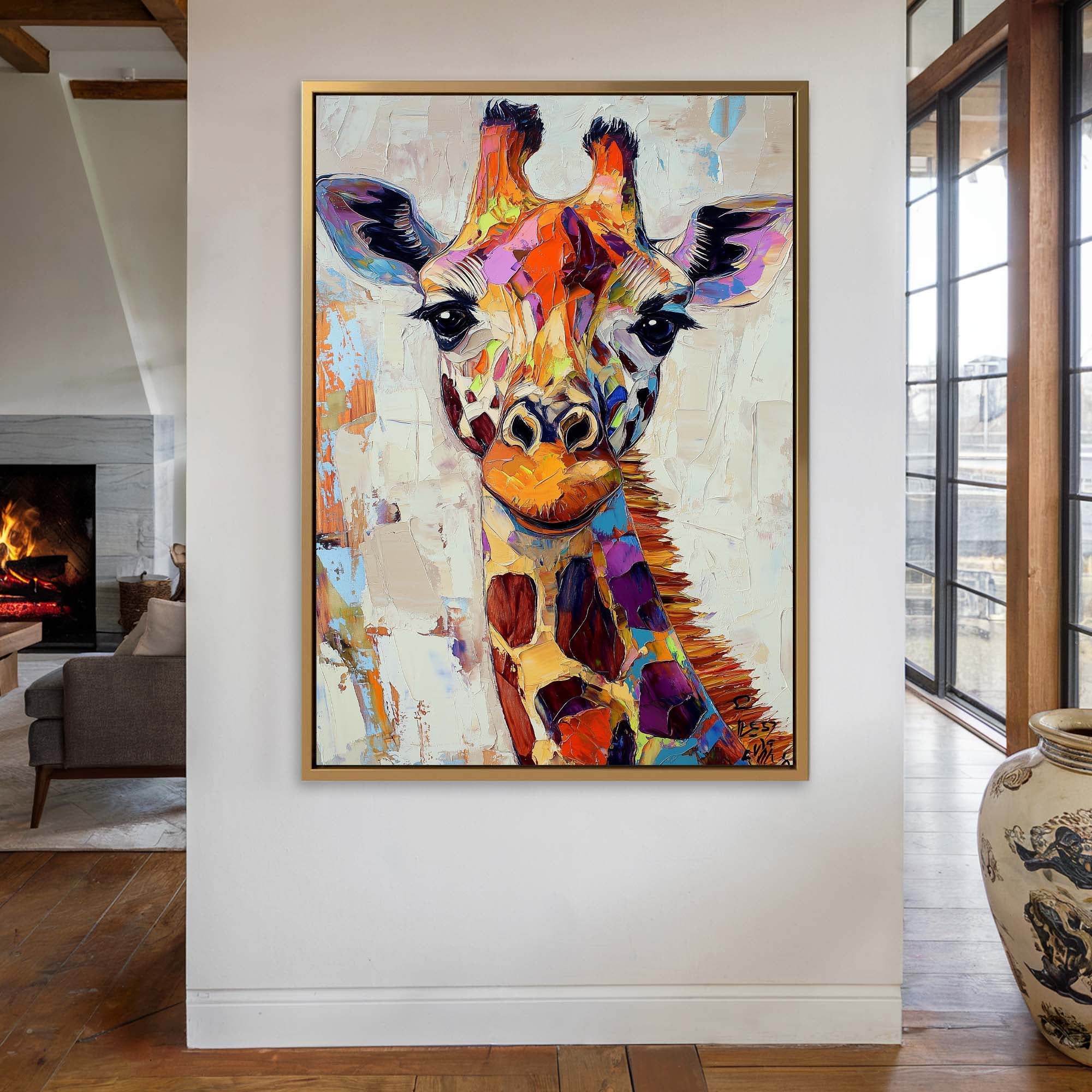 Patchwork Giraffe Canvas Print Canvas Art Wildfrog Art