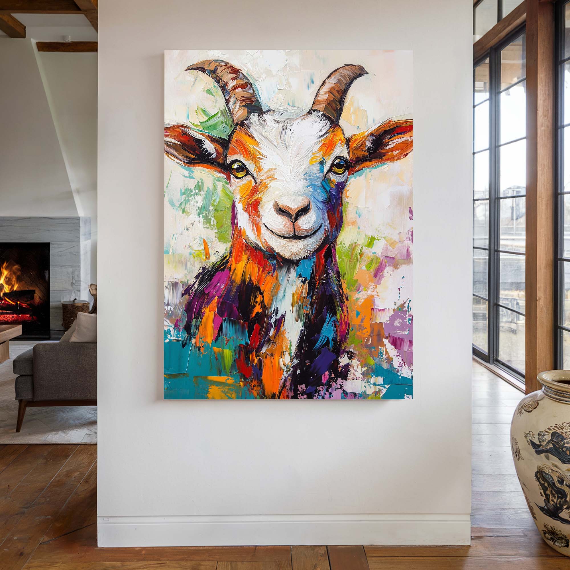 Patchwork Goat Canvas Print Canvas Art Wildfrog Art