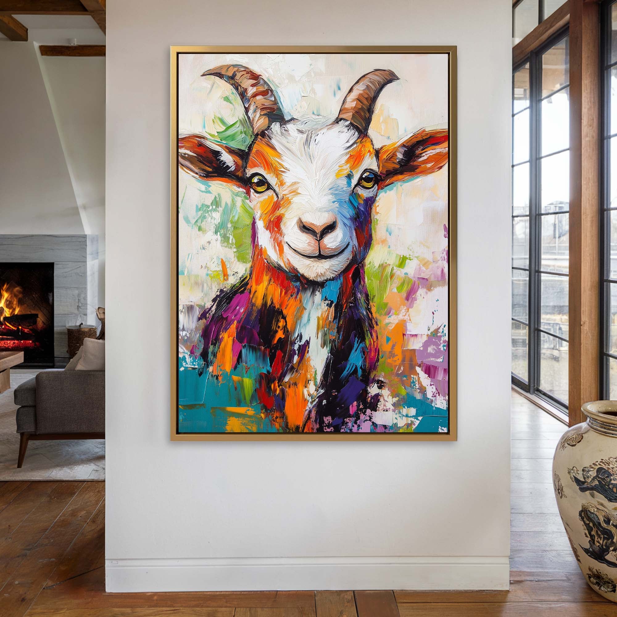 Patchwork Goat Canvas Print Canvas Art Wildfrog Art