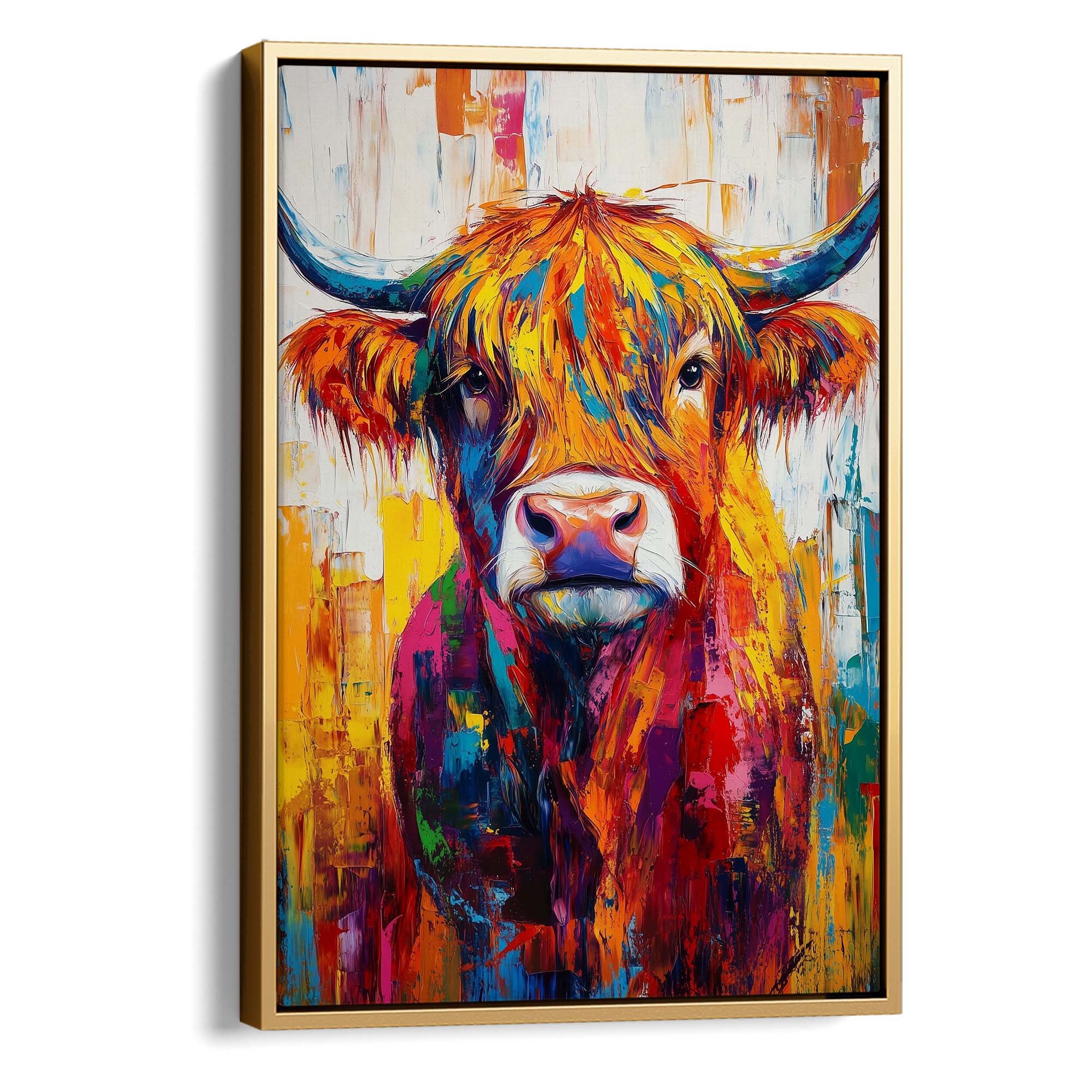 Patchwork Highland Cow No1 Canvas Print Canvas Art Wildfrog Art