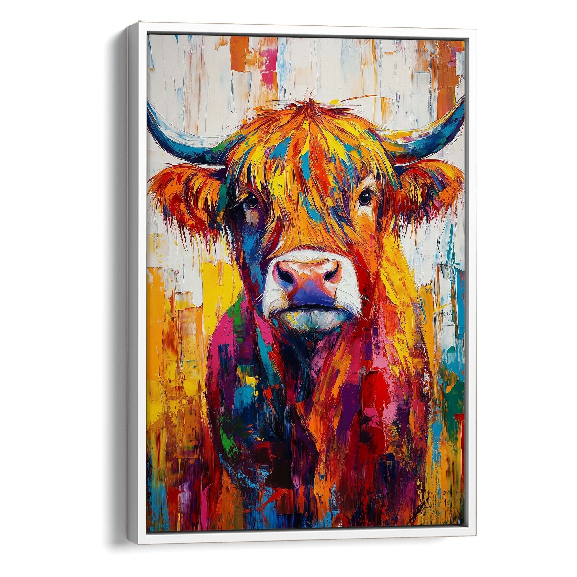Patchwork Highland Cow No1 Canvas Print Canvas Art Wildfrog Art