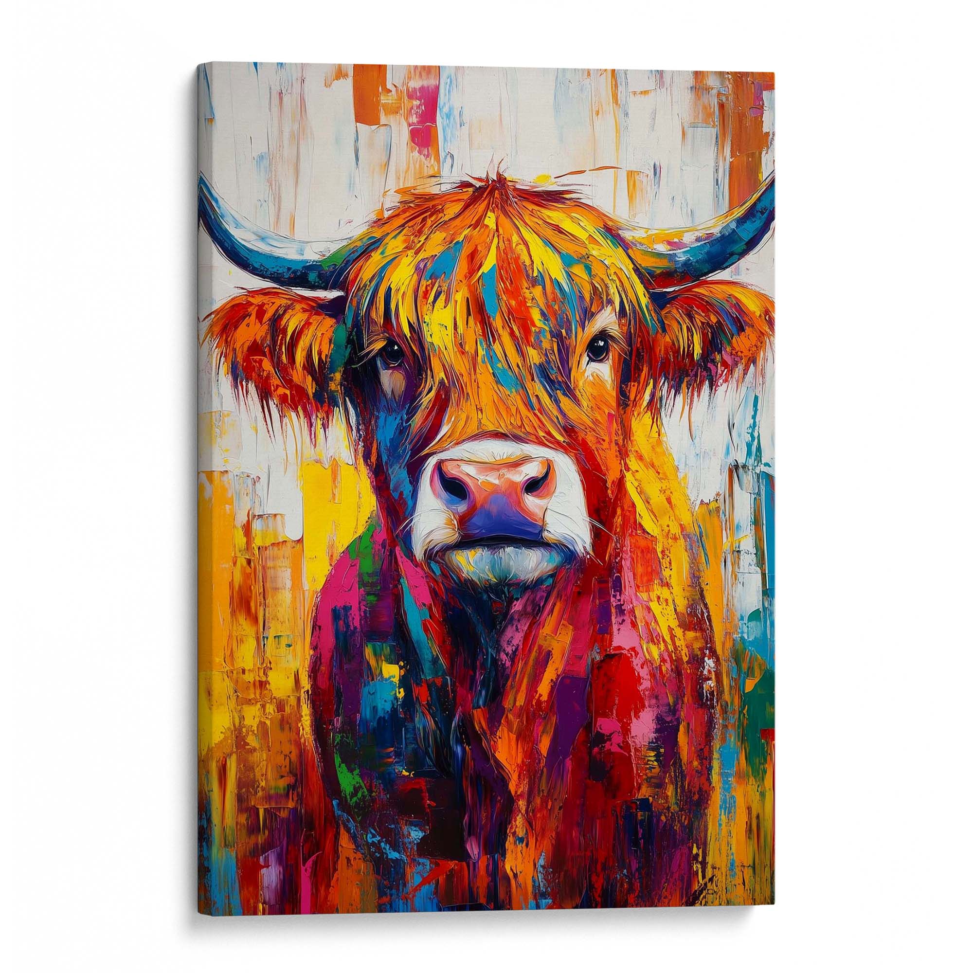 Patchwork Highland Cow No1 Canvas Print Canvas Art Wildfrog Art