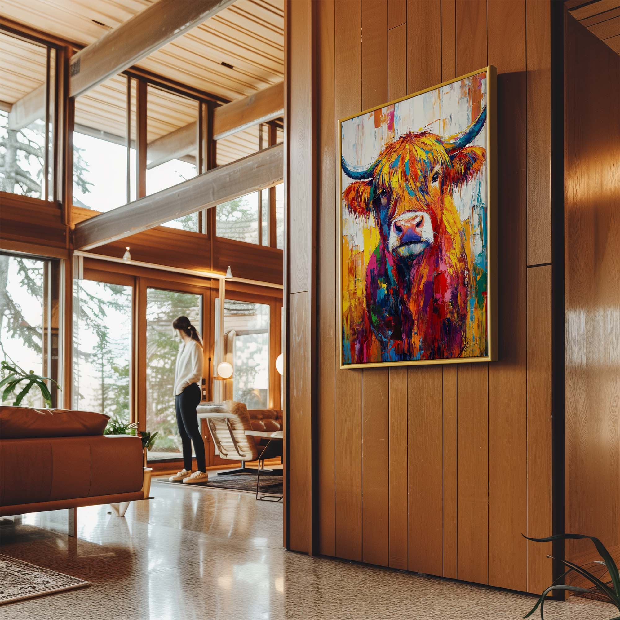 Patchwork Highland Cow No1 Canvas Print Canvas Art Wildfrog Art