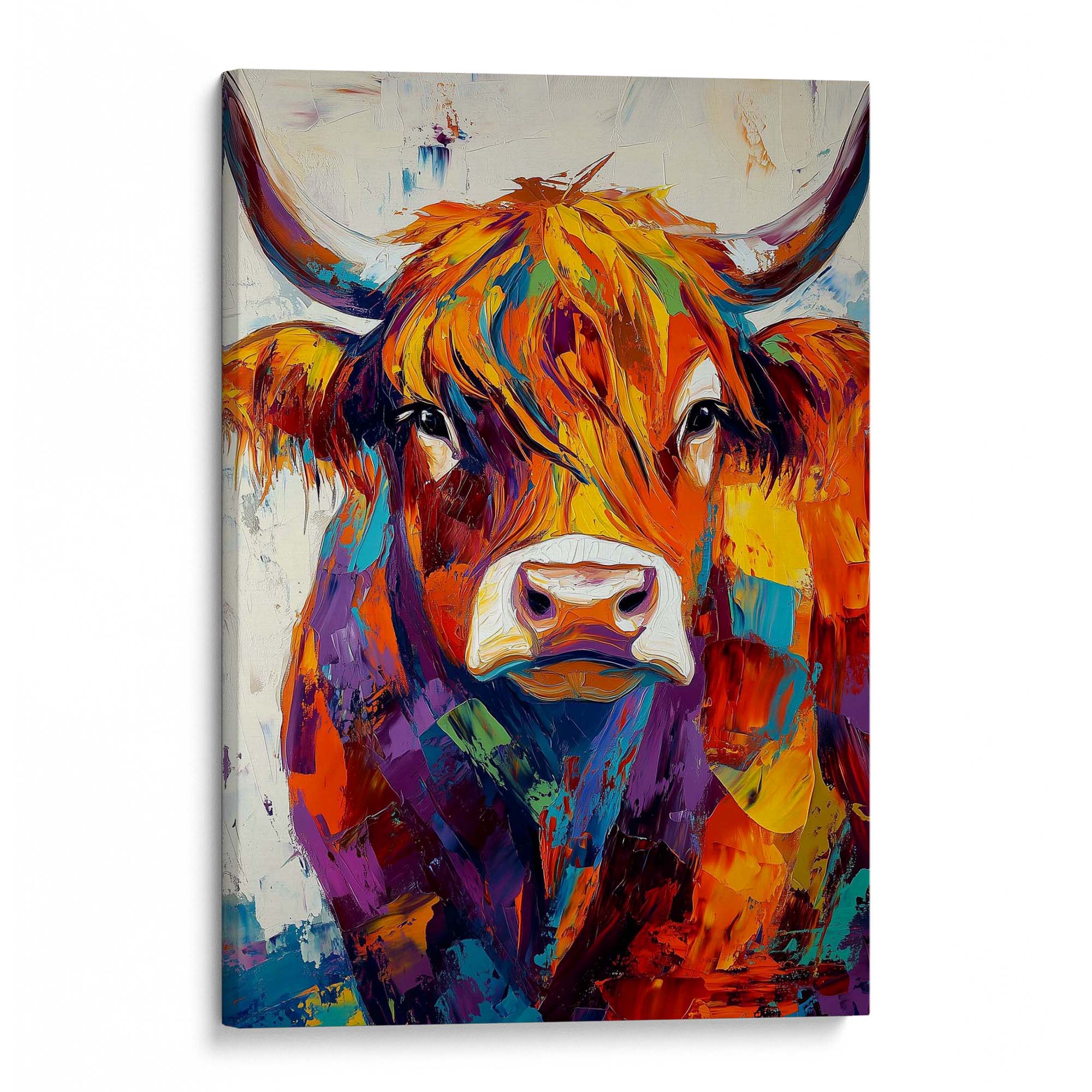 Patchwork Highland Cow No2 Canvas Print Canvas Art Wildfrog Art