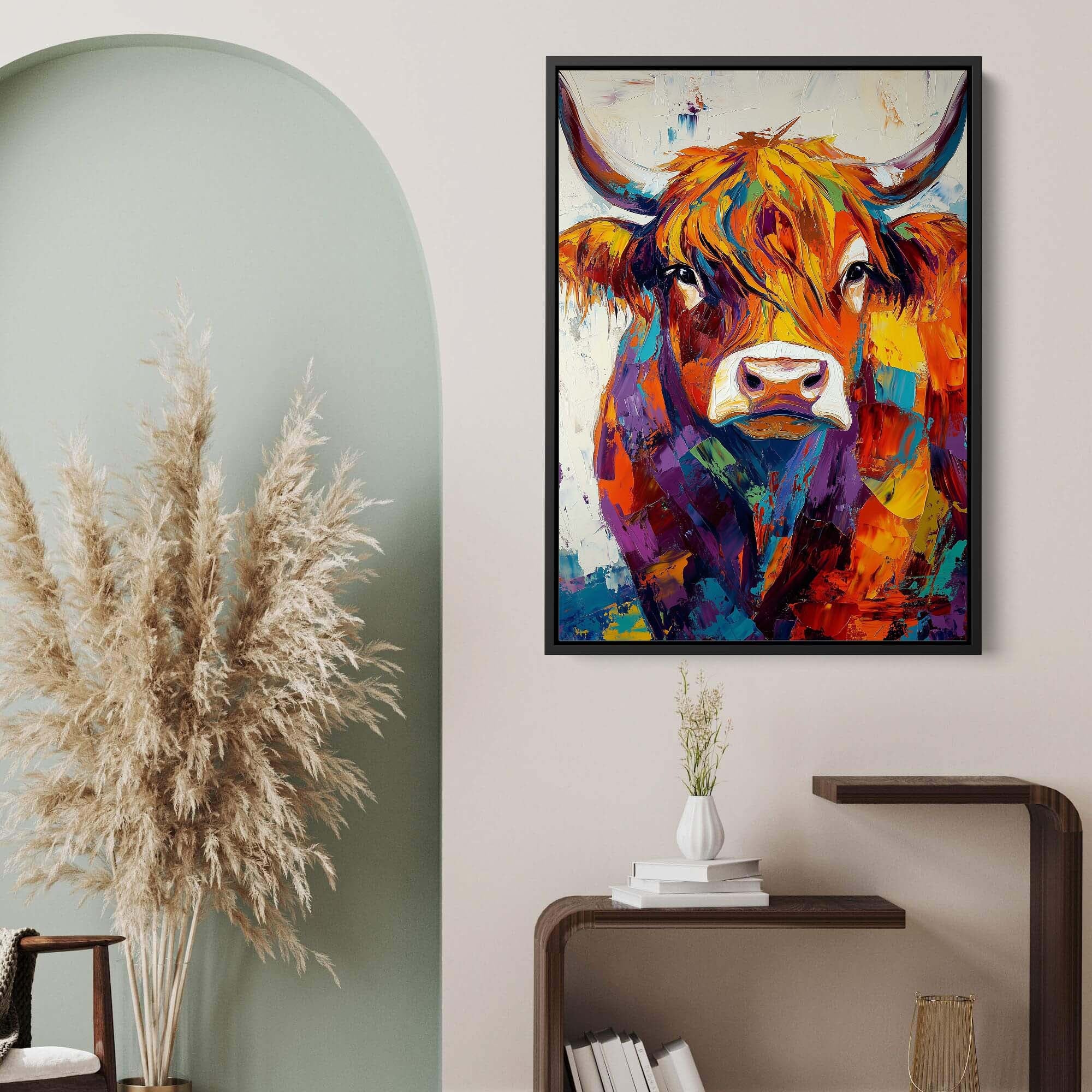 Patchwork Highland Cow No2 Canvas Print Canvas Art Wildfrog Art