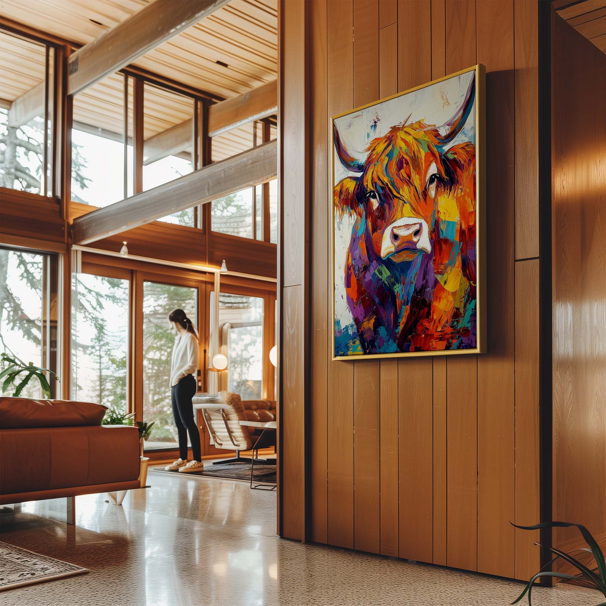 Patchwork Highland Cow No2 Canvas Print Canvas Art Wildfrog Art