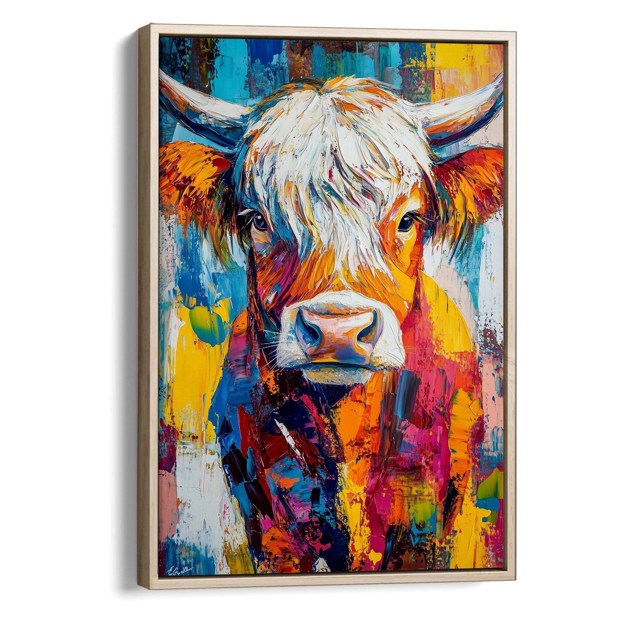 Patchwork Highland Cow No3 Canvas Print Canvas Art Wildfrog Art